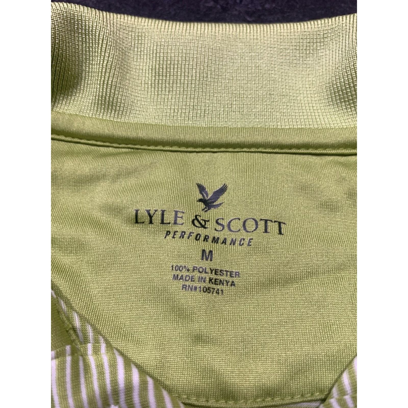 Lyle & Scott LYLE & SCOTT Performance Polo Shirt Men's Medium Green Striped Short Sleeve Golf Size US M / EU 48-50 / 2 - 4 Thumbnail