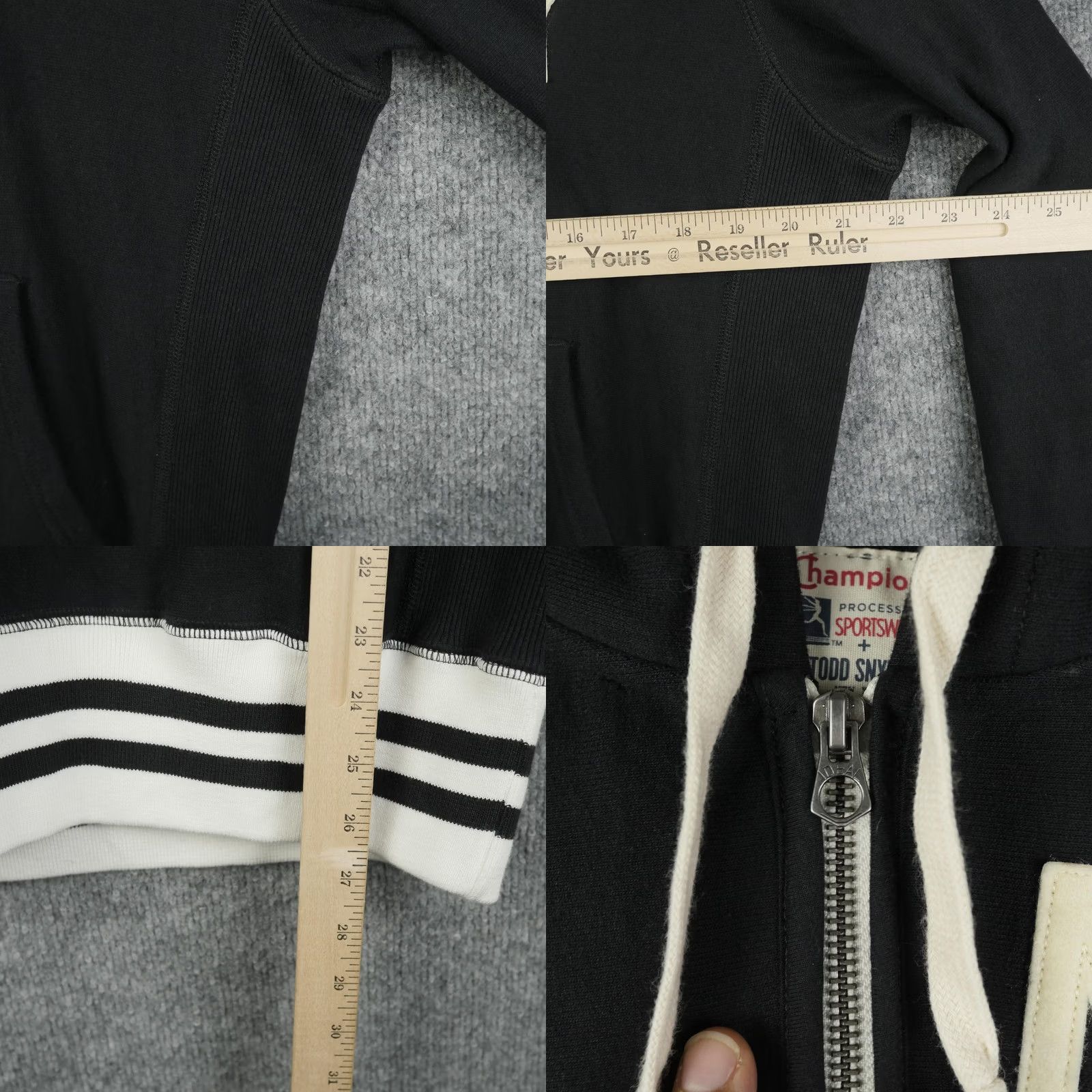Champion Champion Todd Snyder Hoodie Mens Medium Black NY New York Fleece 1/2 Zip Striped Size US M / EU 48-50 / 2 - 9 Thumbnail