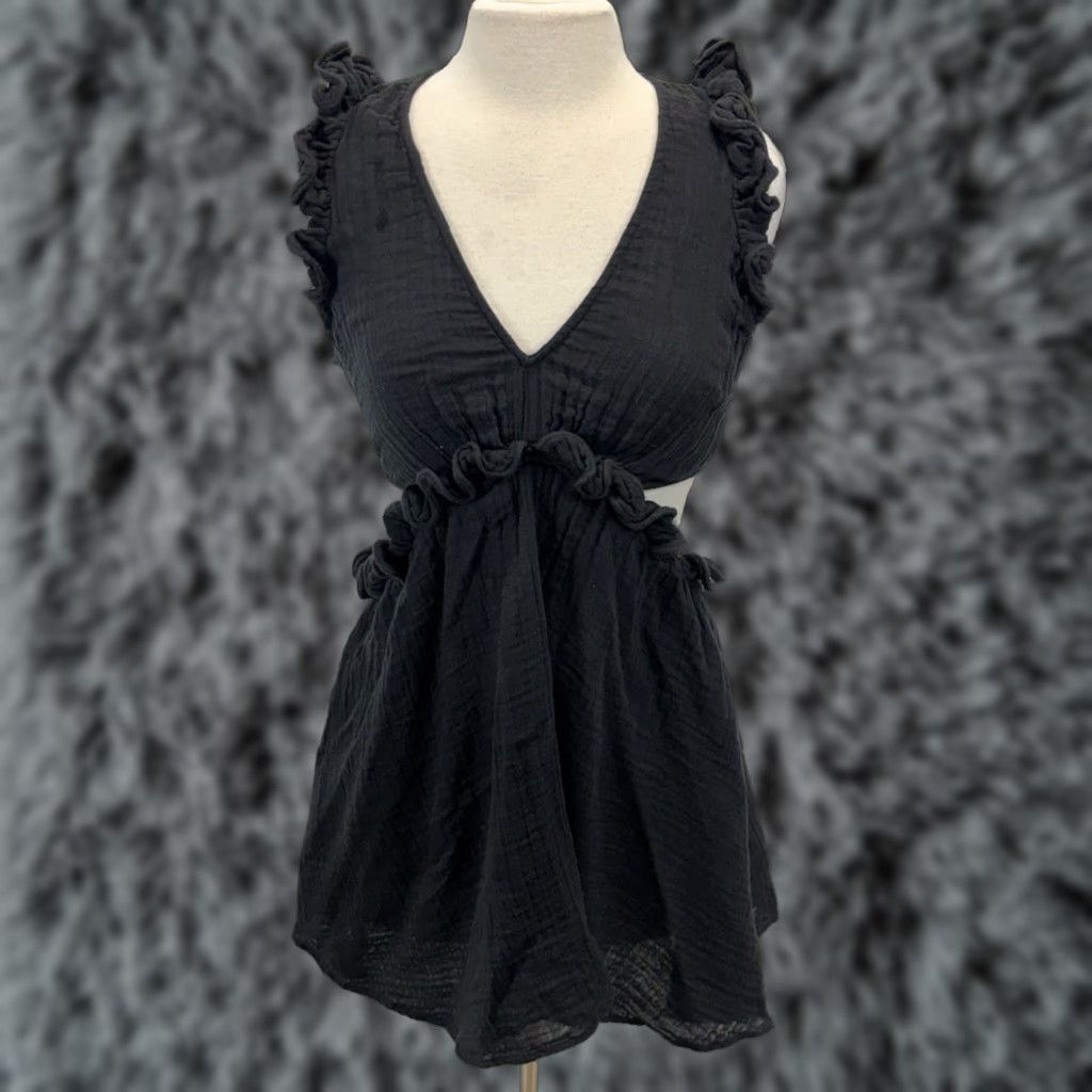 black mini dress with fur Fran Mini Dress ~ Black Knit with Faux Fur – Show Me Your Mumu main image 0