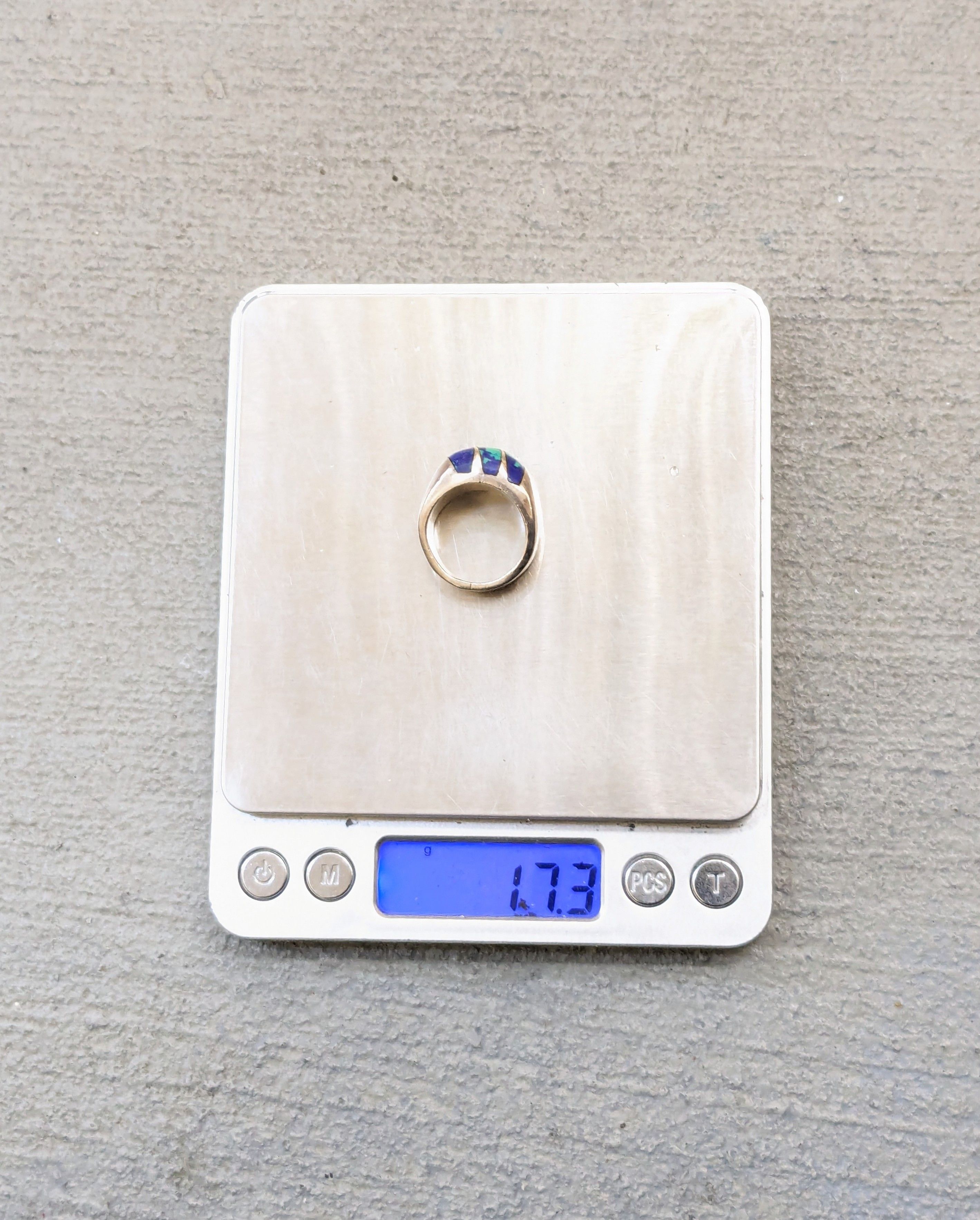 Vintage Sterling Silver Ring 7.25 Azurite Modern Mexico