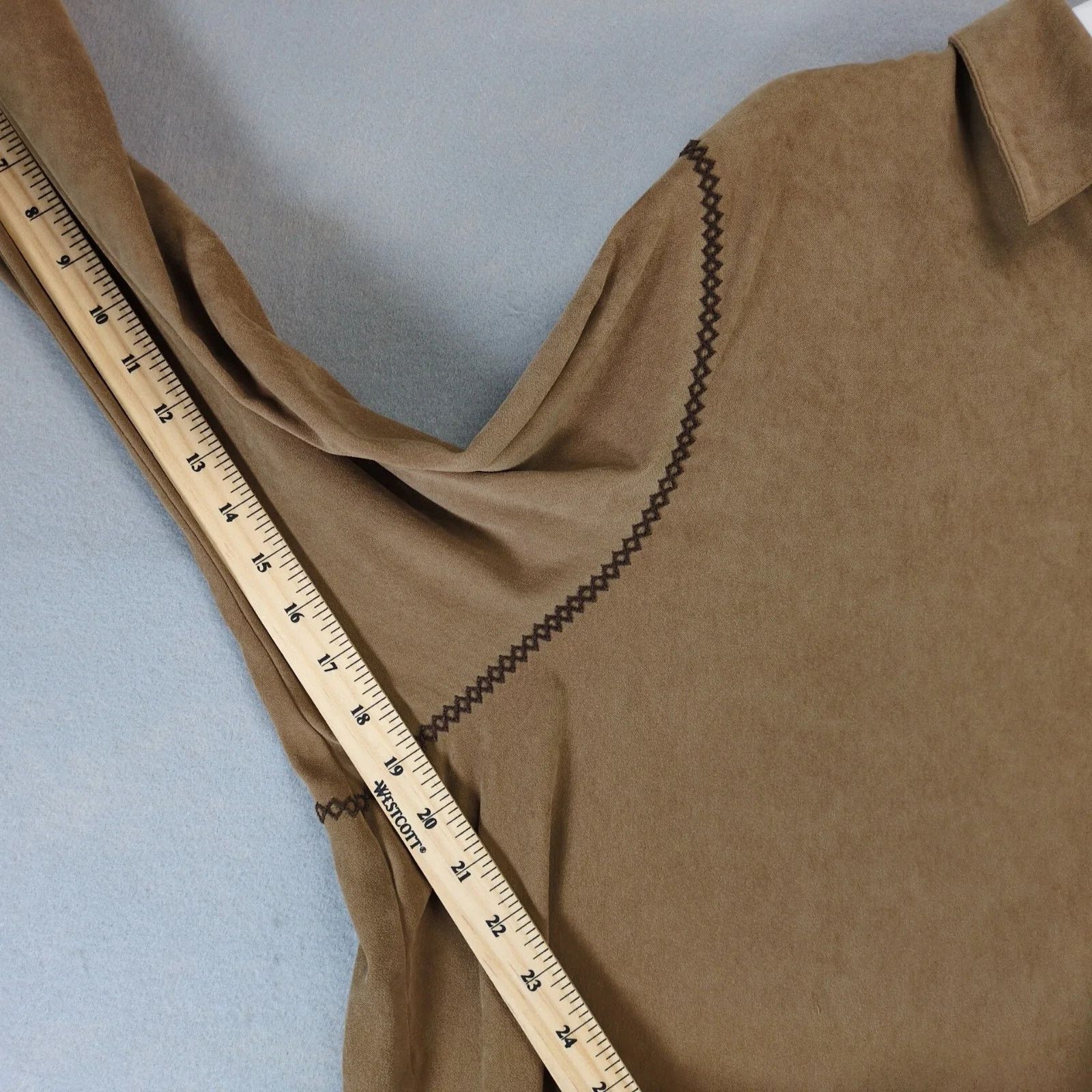 Other Kim Rogers Brown Microsuede Button Up Shirt Women's Plus 3X Size 3XL / US 20-22 - 6 Thumbnail