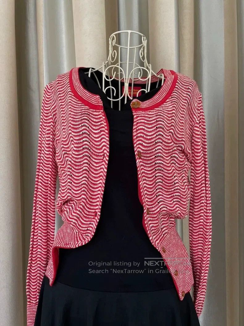 Vintage vintage Vintage Striped Open Front Knit Top Size L / US 10 / IT 46 - 2 Thumbnail