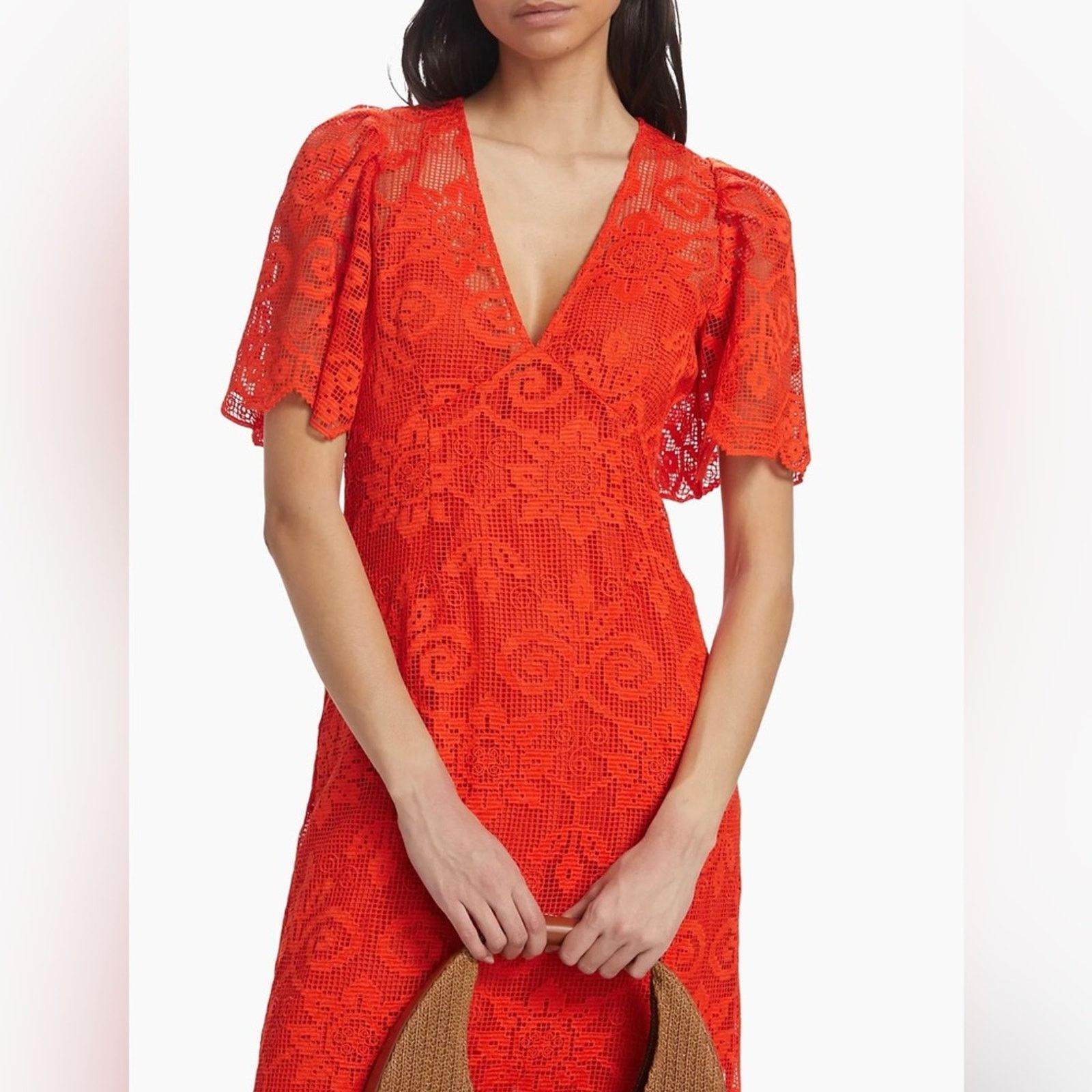 RHODE NWT Rhode Eda Red Lace Dress size 8 Size M / US 6-8 / IT 42-44 - 5 Thumbnail