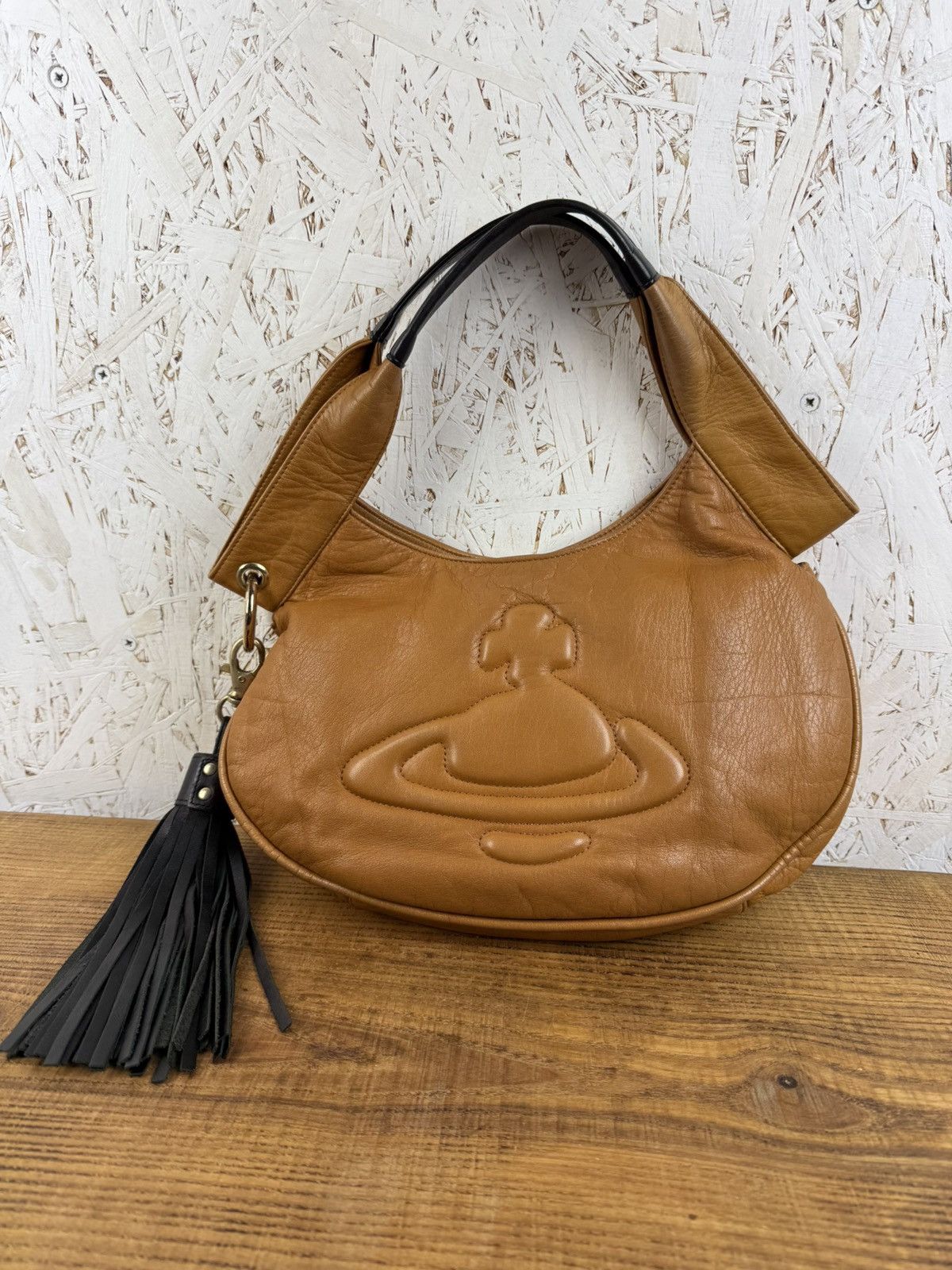 Vivienne Westwood Vivienne Westwood Embossed Orb Leather Handbag Bag Brown Size ONE SIZE - 1 Thumbnail