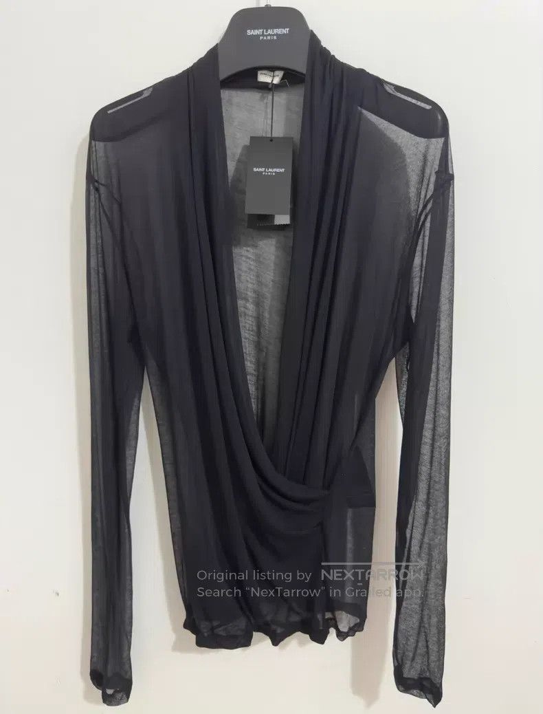 Saint Laurent Paris Saint Laurent Paris Chiffon Cross V-neck Black Samurai Shi Size US XS / EU 42 / 0 - 1 Thumbnail