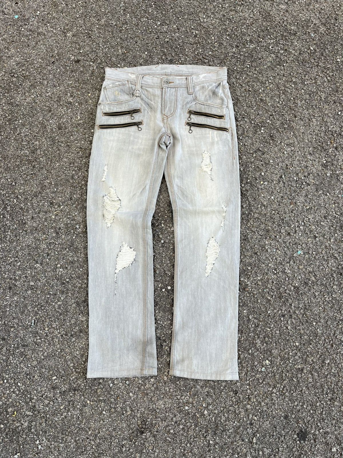 Nicole Club Distressed Zipper Denim Hideaways Nicole Club For Men Jeans Size US 29 - 1 Thumbnail