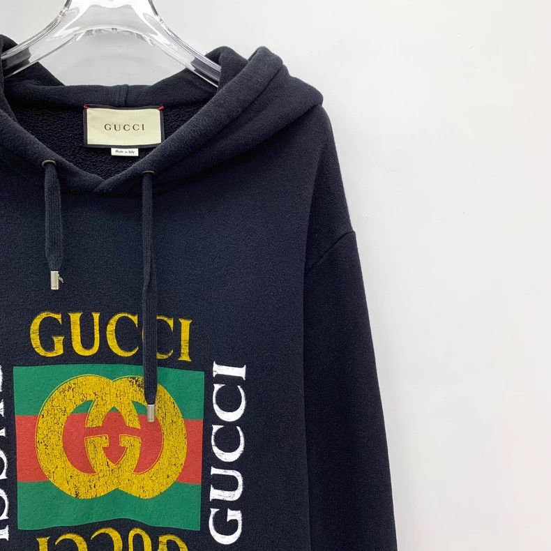Gucci Gucci Black logo letter printed cotton hooded drawstring l Size US M / EU 48-50 / 2 - 3 Thumbnail