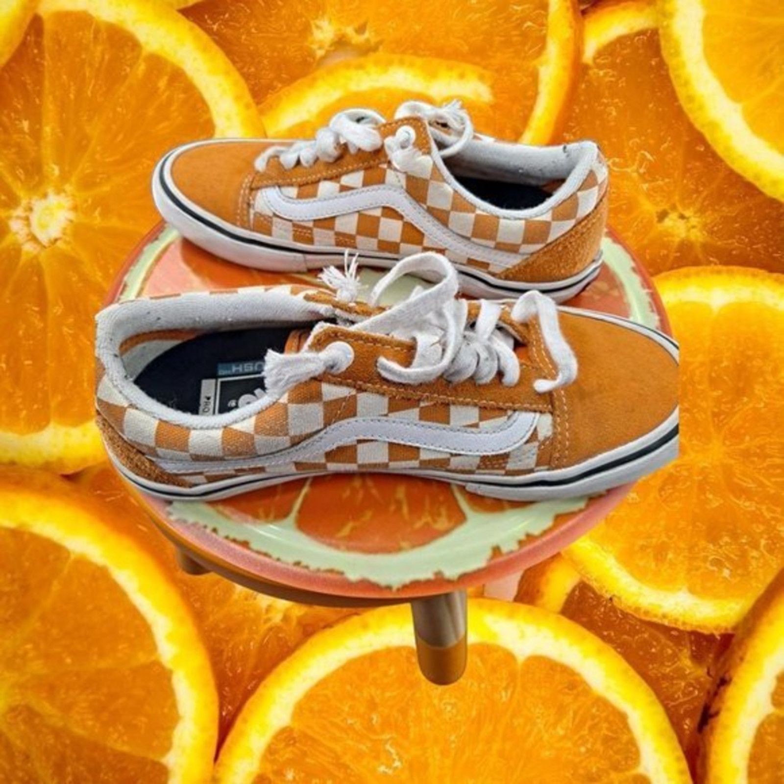 Vans Vans Pro Sneakers Orange and White Check Size 5 Size US 5 / EU 37 - 1 Thumbnail