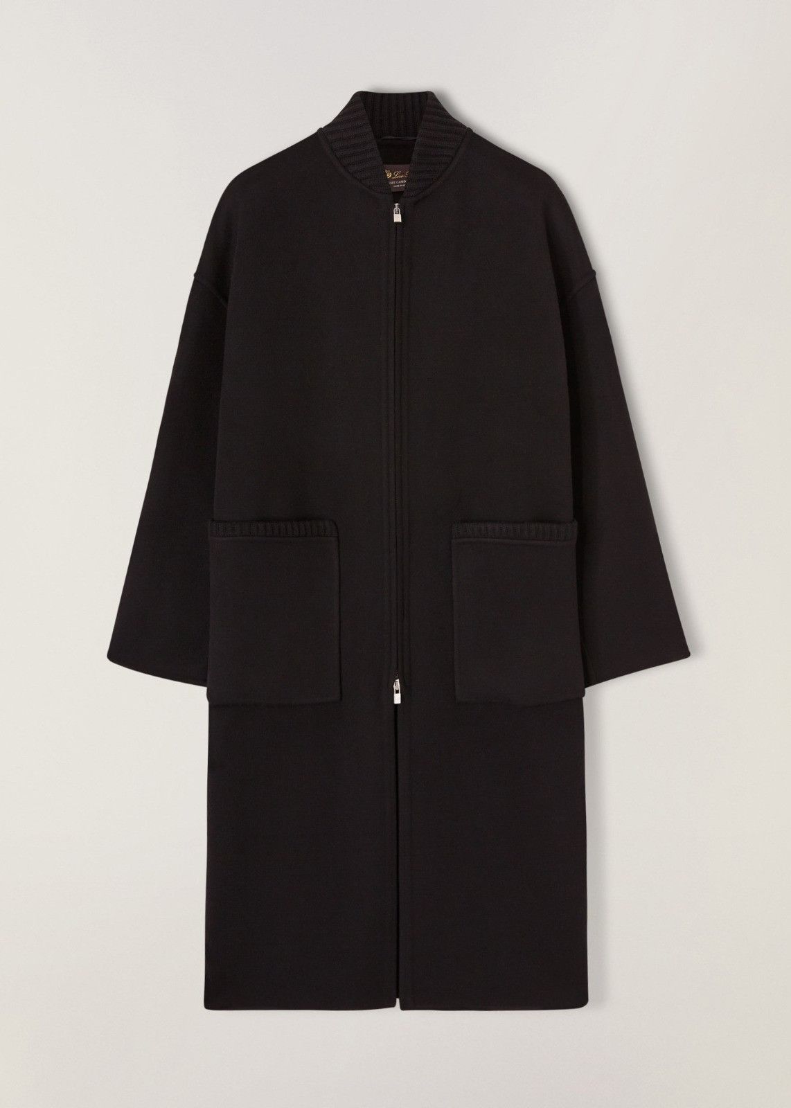 image of Loro Piana O1Loc1C0124 Straight Cut Dressing Gown Coat In Navy Blue, Women's (Size XL)