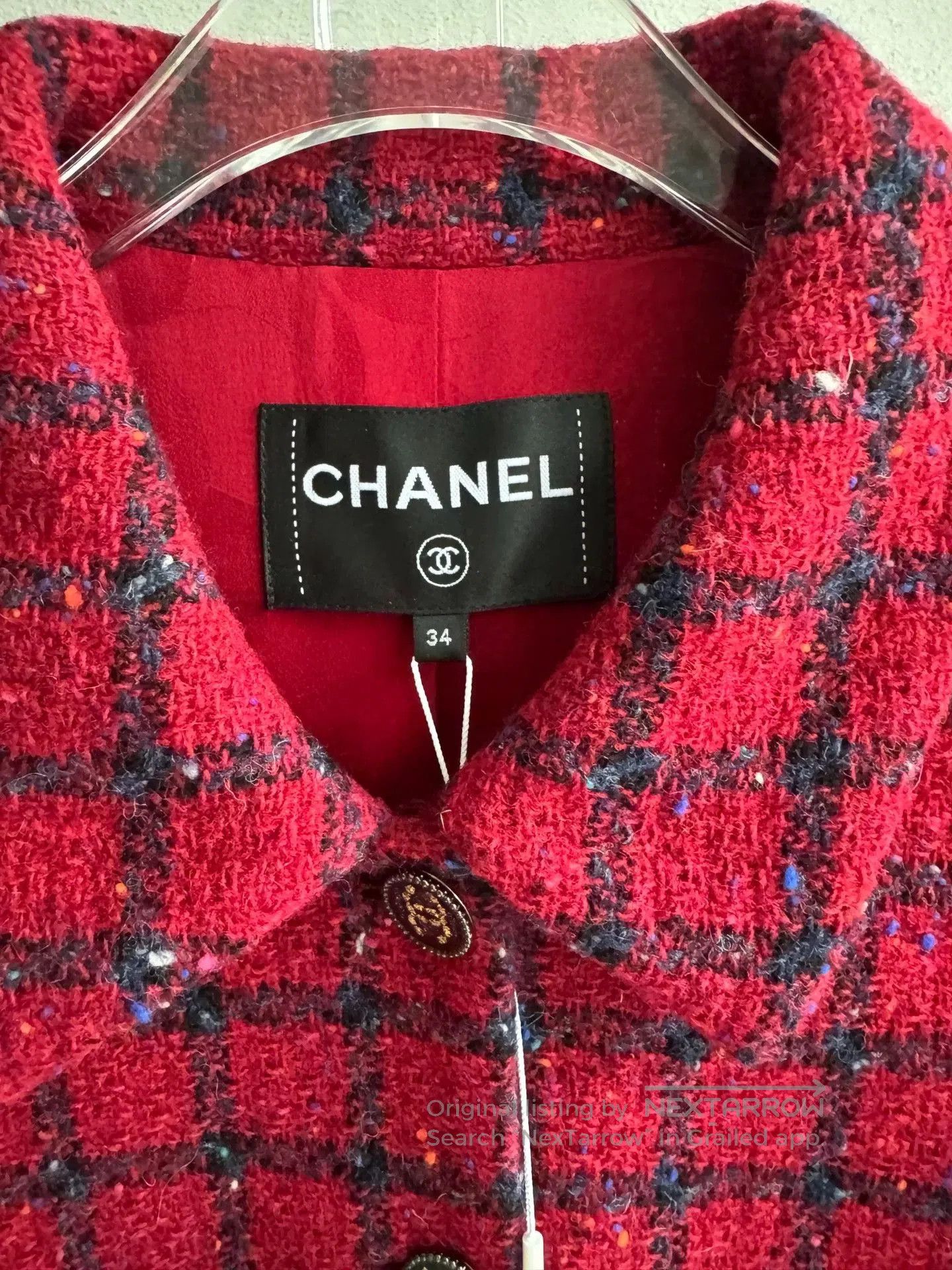 Chanel Chanel 22K Red Black Plaid Jacket. Size XXS / US 00 / IT 34 - 4 Thumbnail