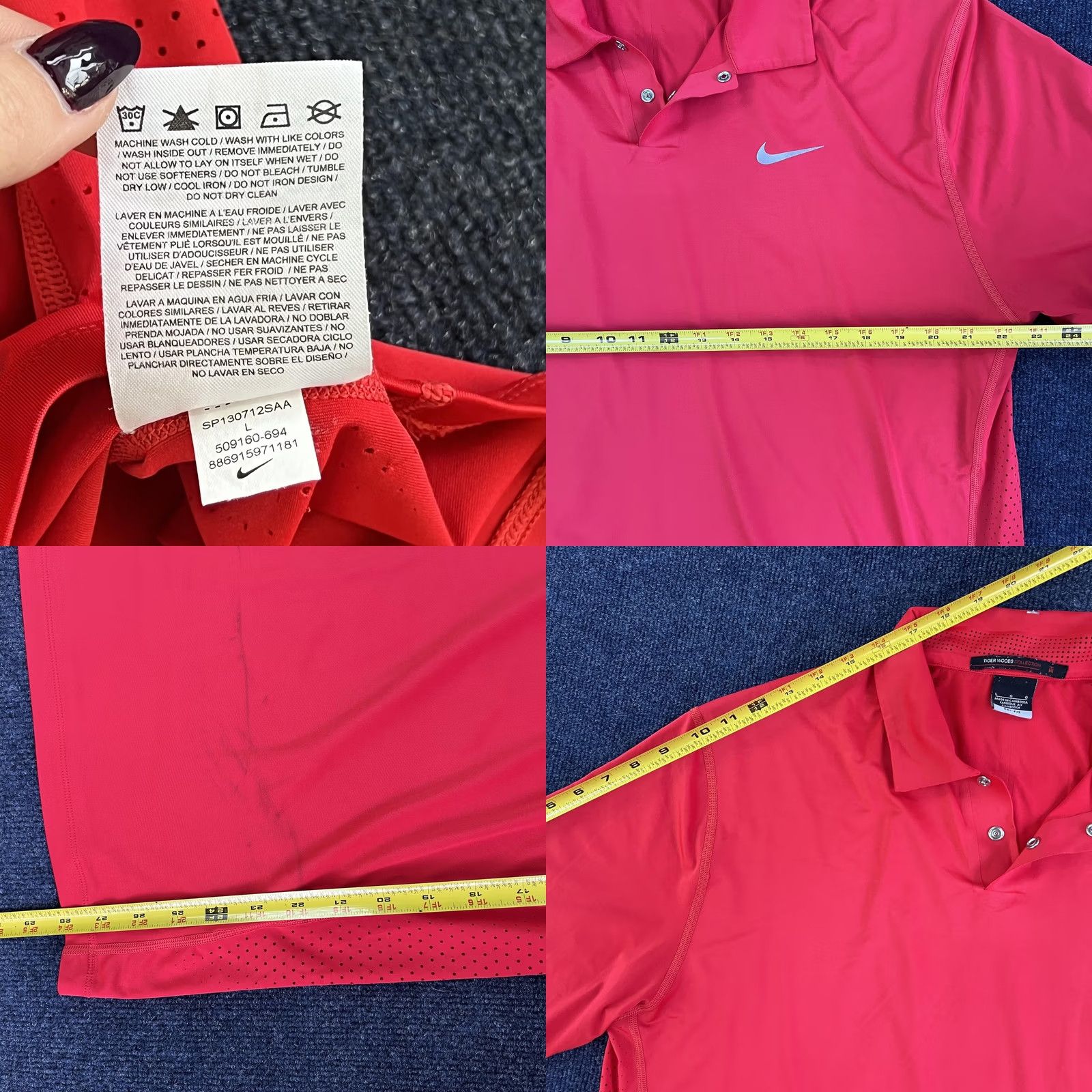 Nike Nike Tiger Woods Dri-FIT Polo Mens L Red Short Sleeve Golf Performance Shirt Size US L / EU 52-54 / 3 - 8 Thumbnail