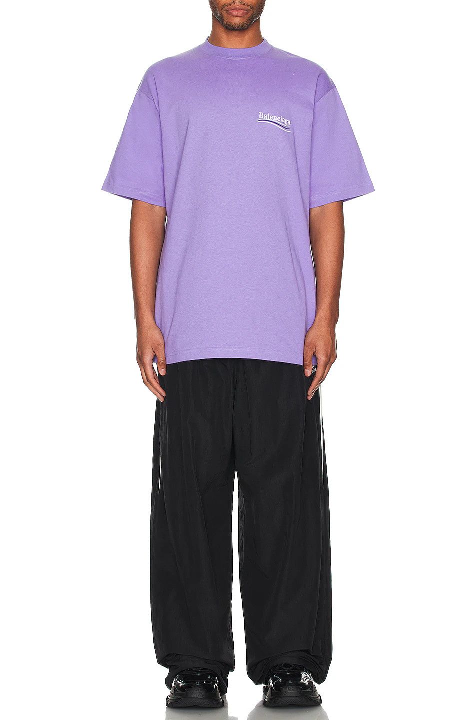 Balenciaga o1mt1gz0924 Political Campaign Large Fit T-Shirt in Purple Size US XXS / EU 40 - 4 Thumbnail