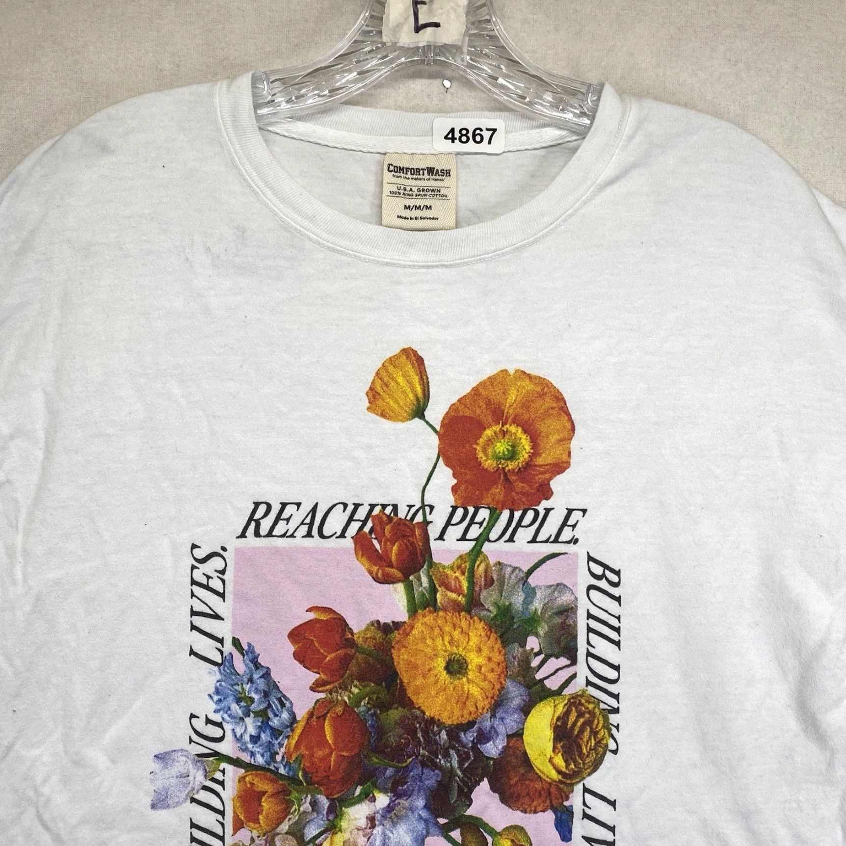 Vintage VINTAGE Women's Christian Religious Jesus T-Shirt Medium Floral Reaching People Building Lives Shirt Casual Missionary Faith Comfort Wash Size M / US 6-8 / IT 42-44 - 5 Thumbnail