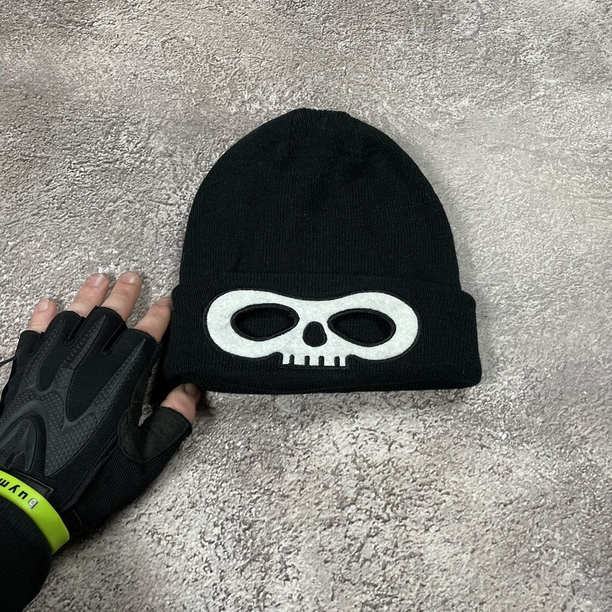 Vintage Vintage 90s Skull Face Graphic Beanie Black Goth Alt Slim OS Size ONE SIZE - 1 Thumbnail