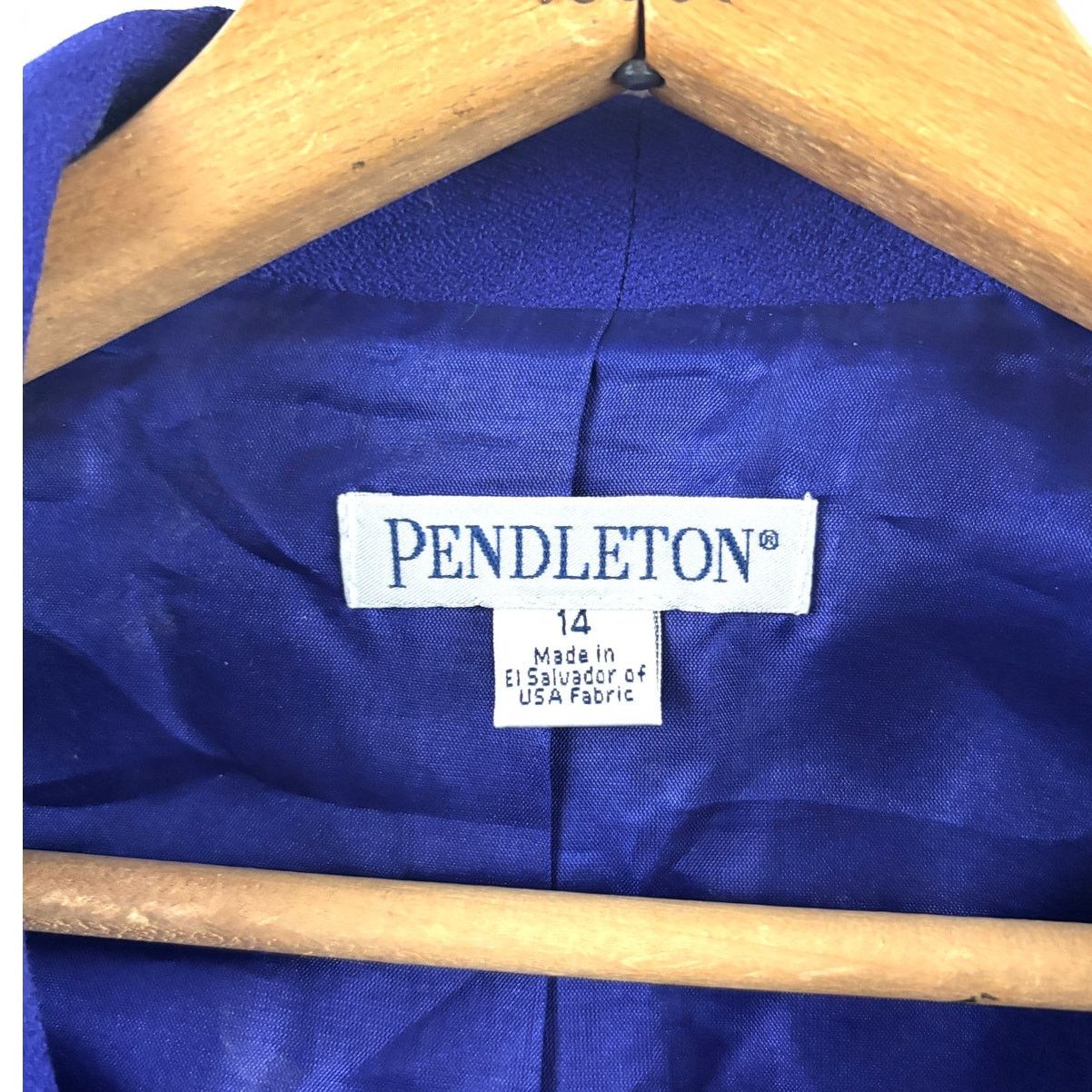 Pendleton VTG 1990s Pendleton Wool Blazer Jacket One-Button Blue 14 Size XL / US 12-14 / IT 48-50 - 4 Thumbnail