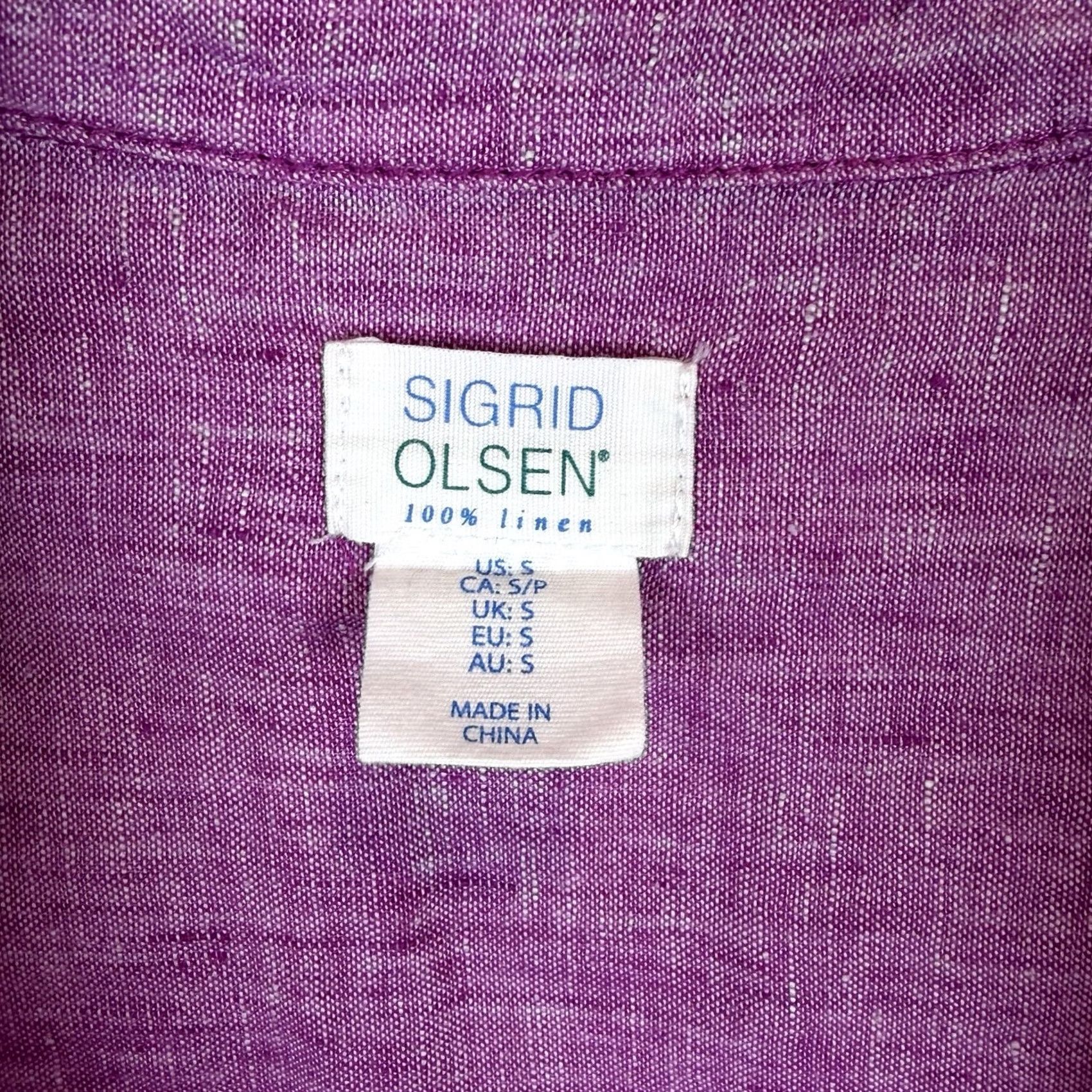 Pinko Sigrid Olsen Tunic Top Womens S Linen Pink Blouse Beach Coastal 3/4 Sleeve Button Collared Relaxed Shirt Size S / US 4 / IT 40 - 3 Thumbnail