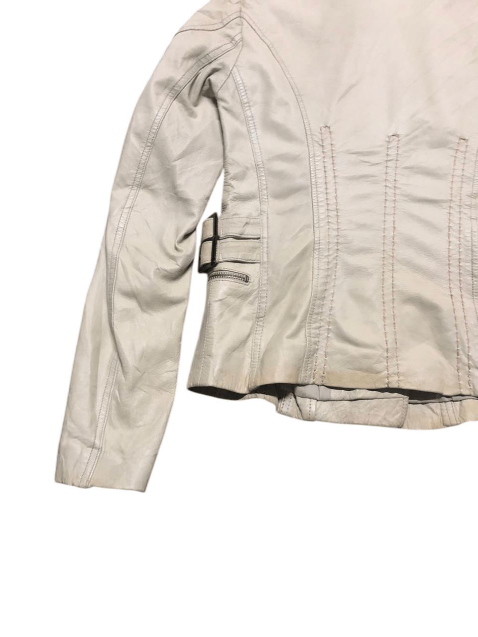 Branded Leather × Leather MAX&Co. Double Collar Lamb leather Ride Jacket Cream Size US XXS / EU 40 - 8 Thumbnail