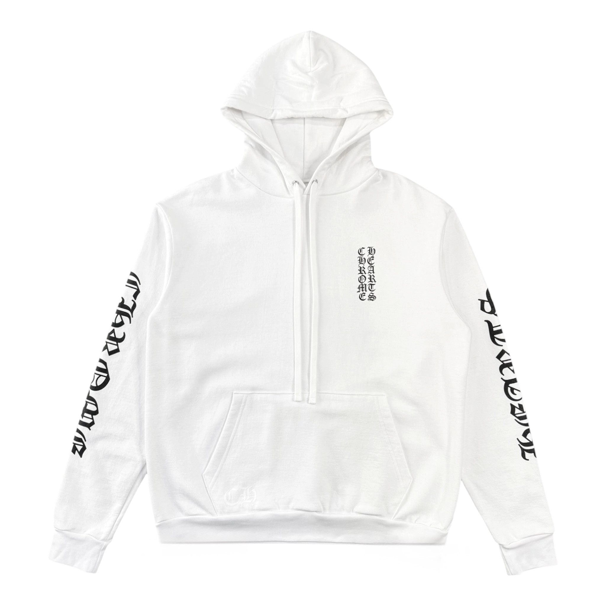 Chrome Hearts Vertical Logo Hooded Sweatshirt White Black Size US XL / EU 56 / 4 - 1 Thumbnail