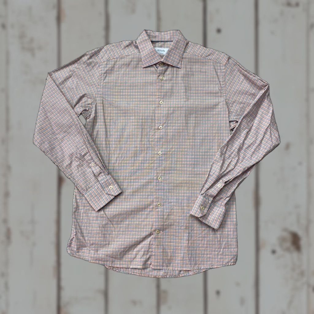 Eton Eton Contemporary Dress Shirt Twill Cotton Long Sleeve 16 41 Blue Men's Regular Button Collar Size 42R - 1 Thumbnail