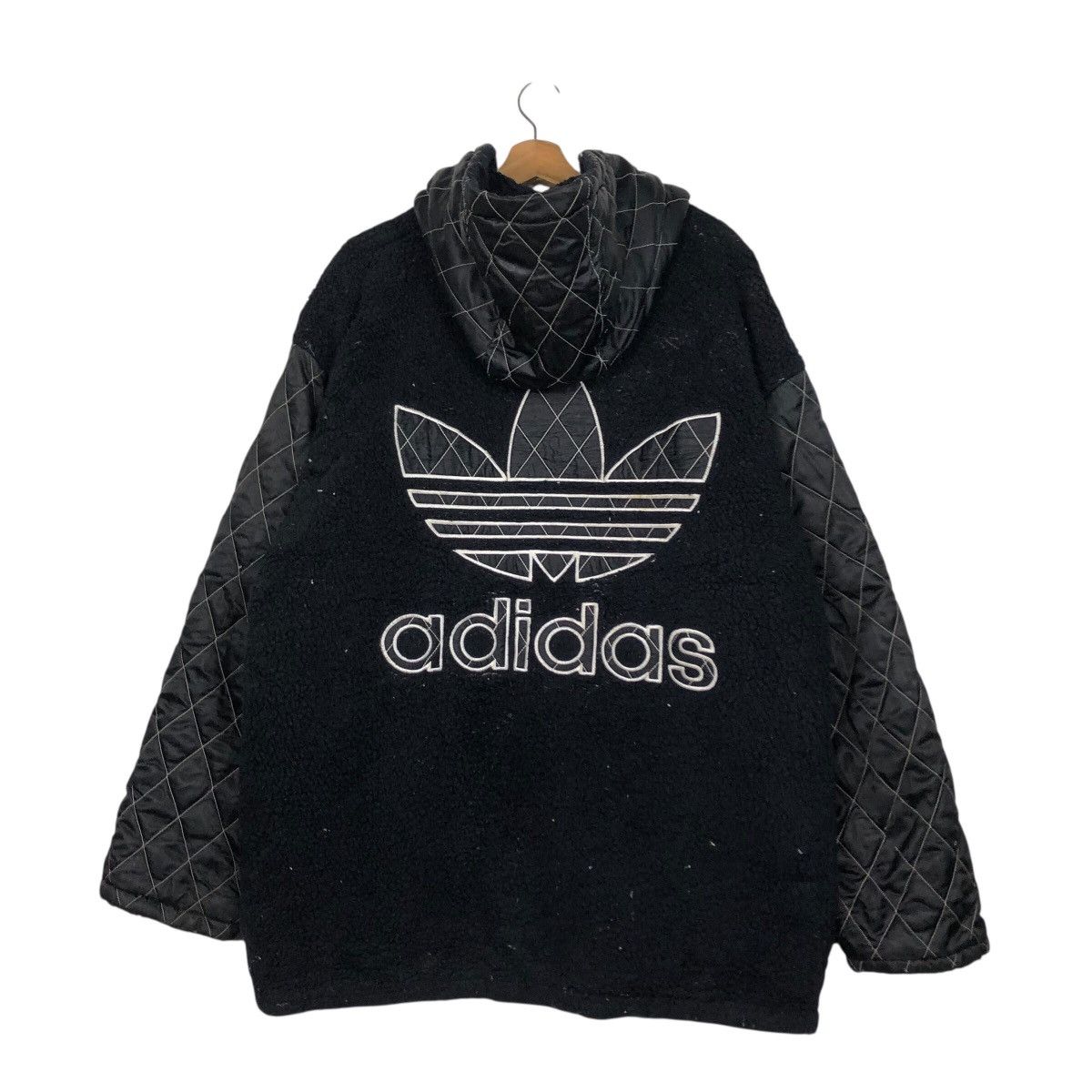 📌Vintage Wool Zipper Jacket Adidas Big Logo Embroidery