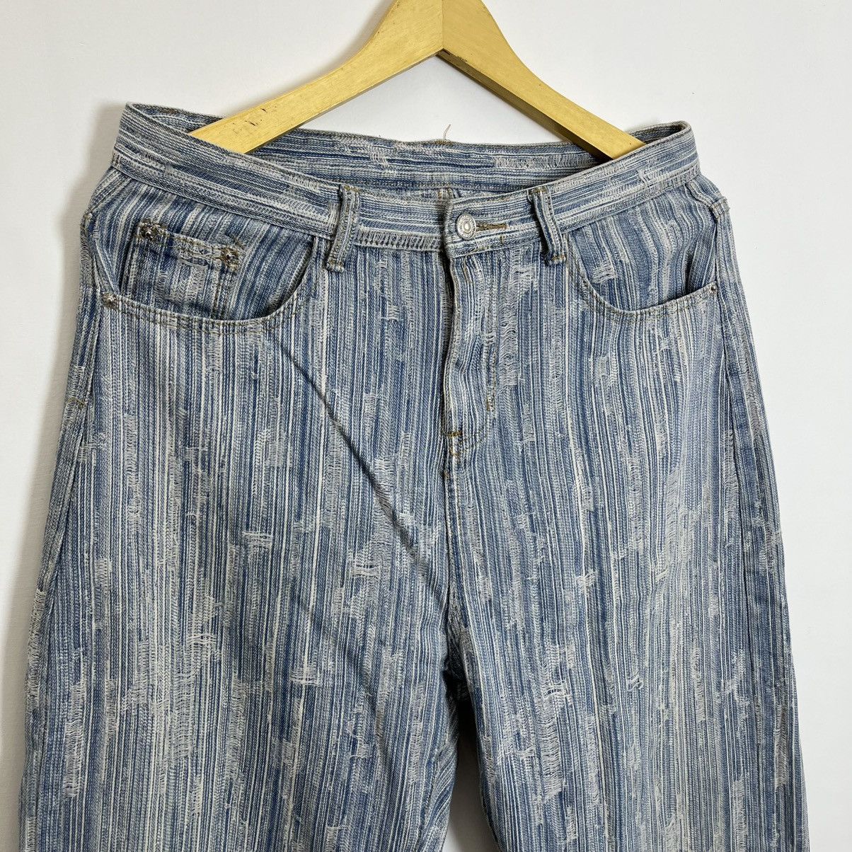 Japanese Brand Vintage Crazy Distressed Jeans Baggy Japanesse Y2K Size US 31 - 3 Thumbnail