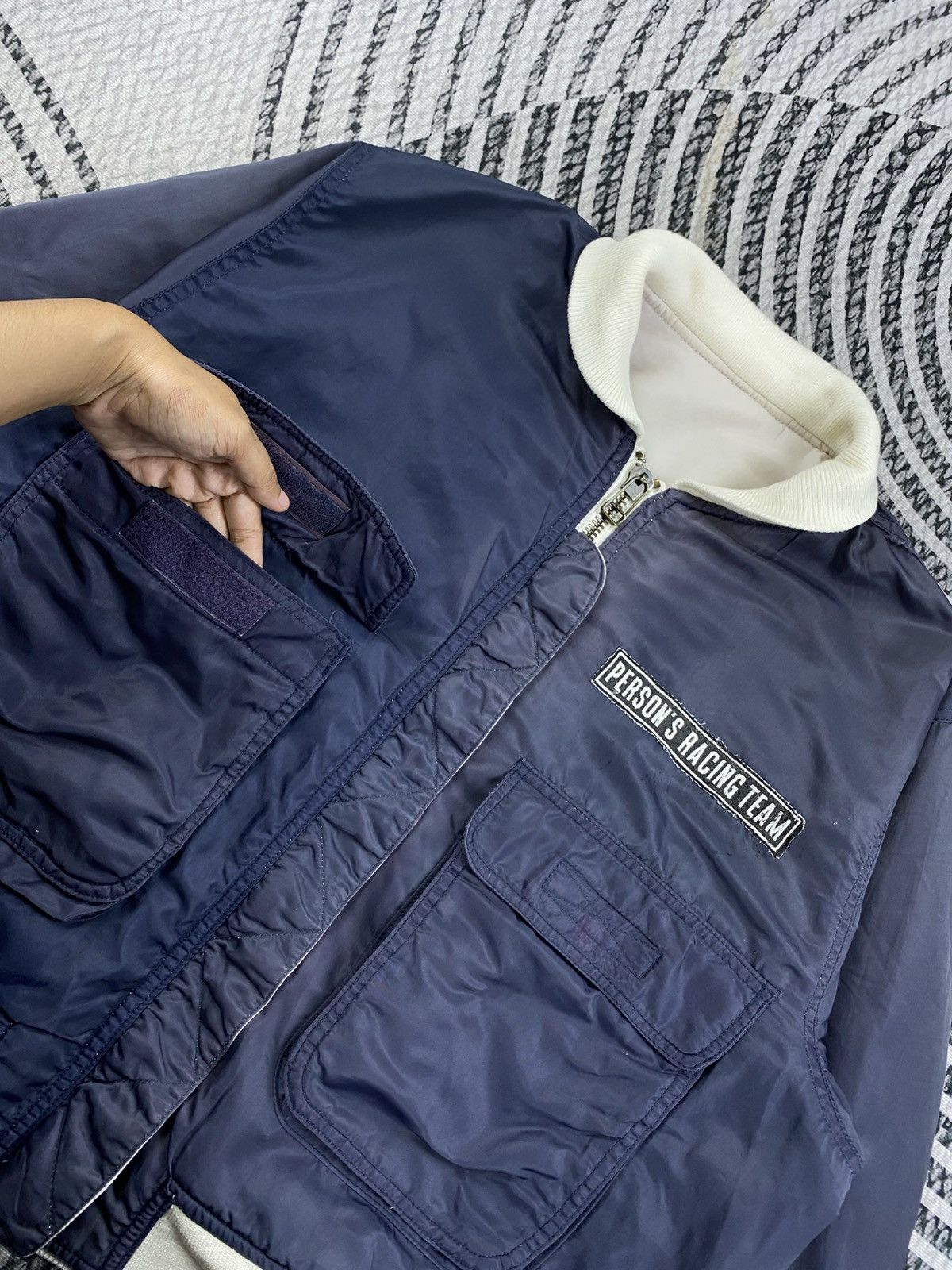 Vintage Vtg Person Racing Team Riversible Bomber Jacket With Patches Size US L / EU 52-54 / 3 - 14 Thumbnail