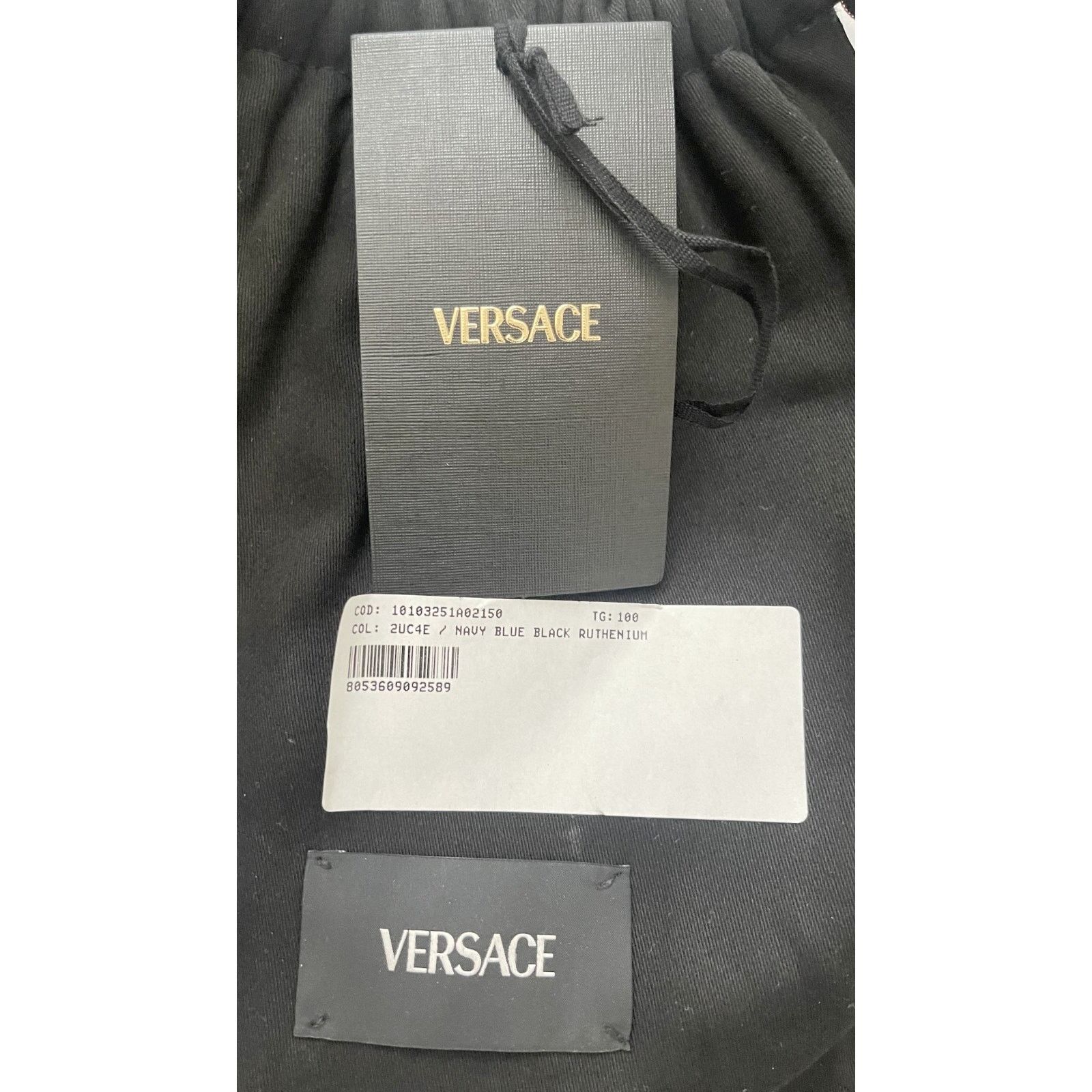 Versace $895 NWT Versace Blue Medusa Logo Leather Belt Size 100(38) Size 38 - 6 Thumbnail