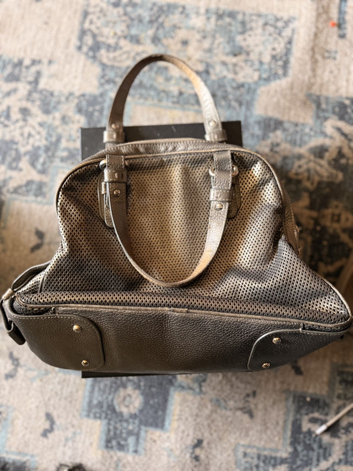 Giorgio Armani Giorgio Armani Perforated Metallic Leather Bag Authentic Size ONE SIZE - 2 Thumbnail