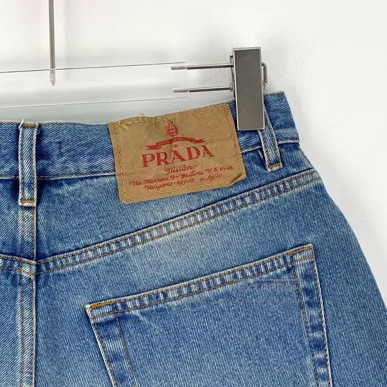 Prada Prada Blue washed cotton triangle casual denim shorts Size 30" / US 8 / IT 44 - 5 Thumbnail