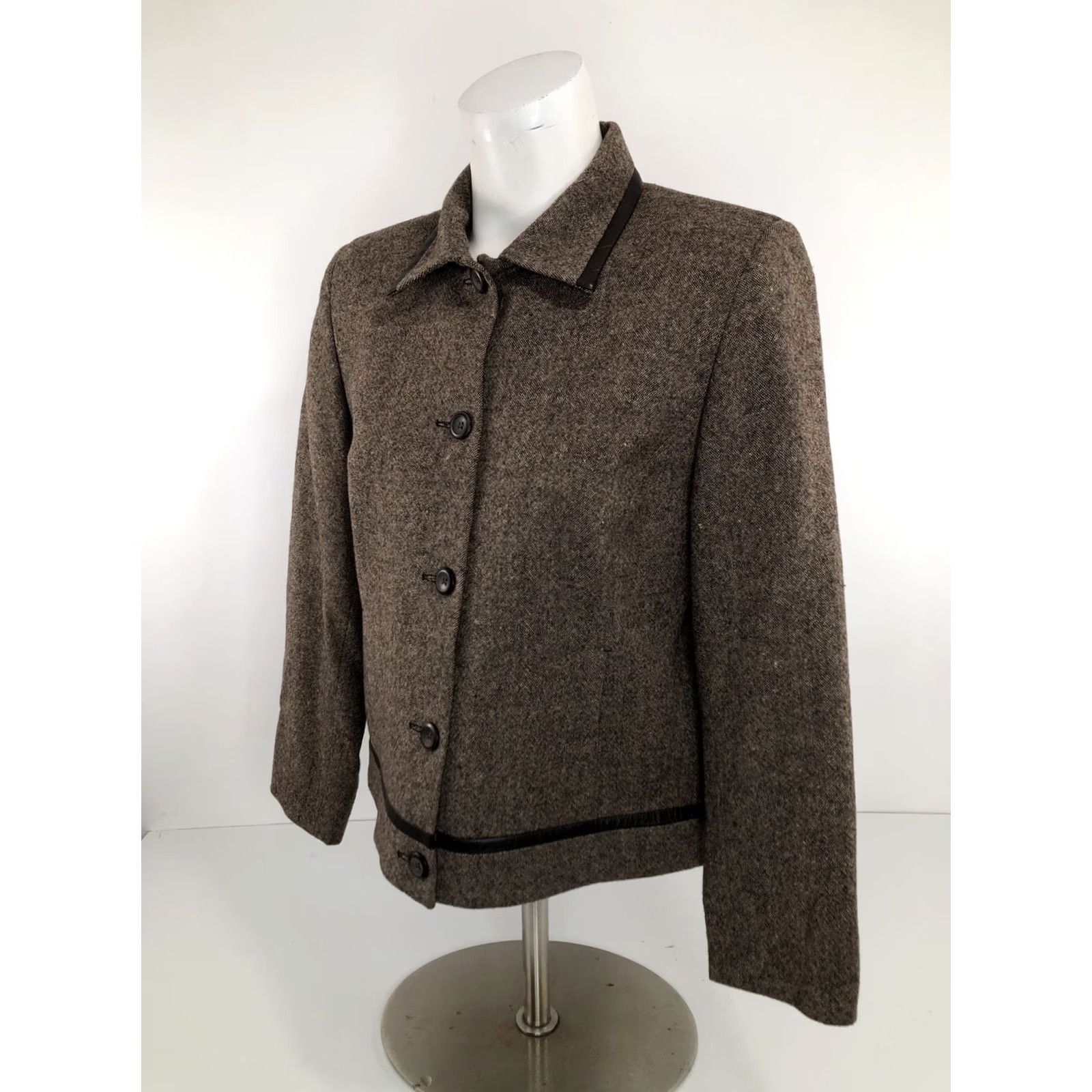 Pendleton Pendleton Blazer Jacket 100% Wool Leather Trim Sz. 8 Petite Women Size M / US 6-8 / IT 42-44 - 4 Thumbnail