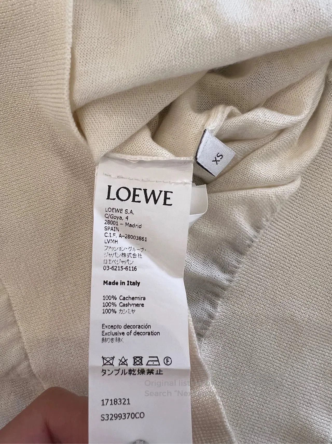 Loewe white loewe high-neck cashmere sweater. Size US XS / EU 42 / 0 - 6 Thumbnail