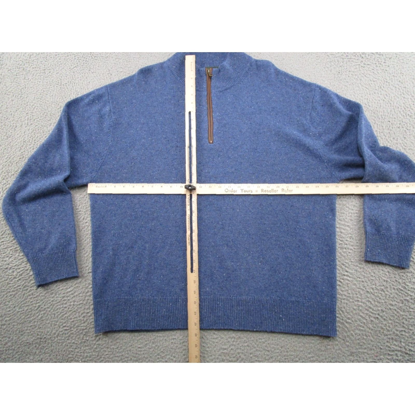 Orvis Orvis Sweater Mens 2XL Blue 1/4 Zip Mock Neck 100% Wool Pullover Suede Trim Size US XXL / EU 58 / 5 - 4 Thumbnail