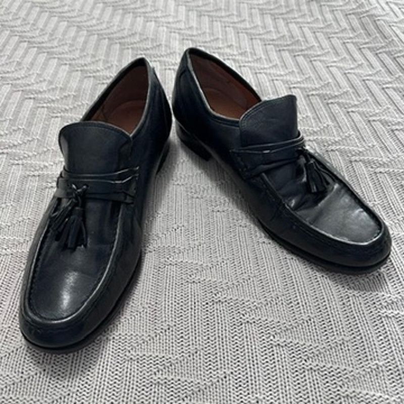 Vintage Vintage Sergio Aloy black Italian leather tassel loafers Size US 10.5 / EU 43-44 - 1 Thumbnail
