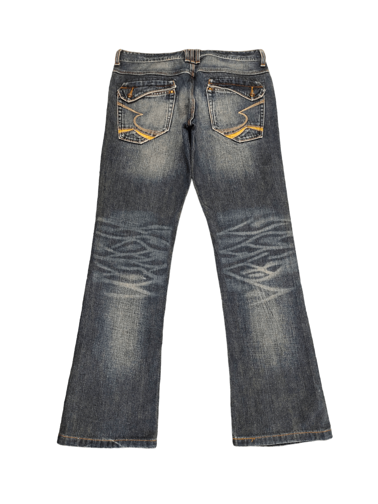 If Six Was Nine Flare Jeans Semantic Design Clawmark Faded Denim Bootcut Y2k Size US 32 / EU 48 - 11 Thumbnail