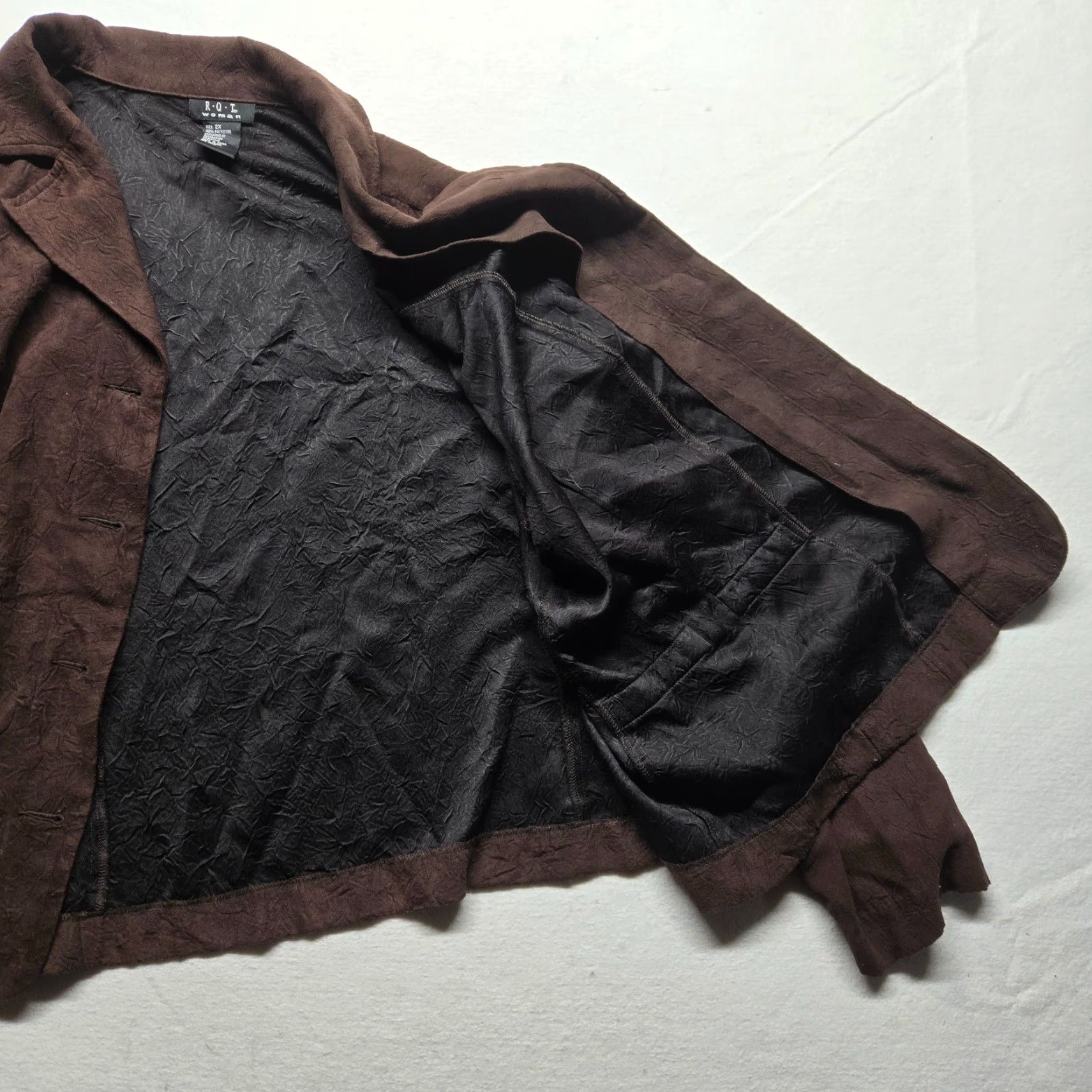 Vintage RQT Woman Jacket Adult 2X Brown Solid Layered Button Up Womens Size XXL / US 16-18 / IT 52-54 - 2 Thumbnail