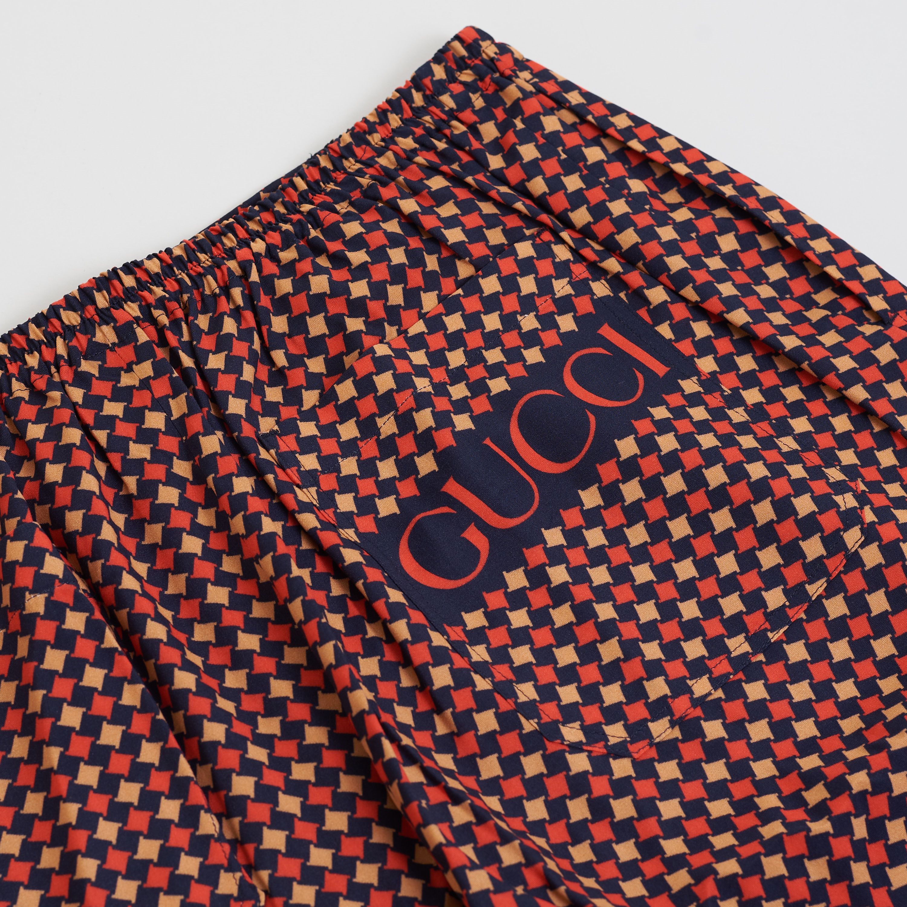 Gucci Geometric Houndstooth Print Shorts In Blue & Red Viscose Size US 32 / EU 48 - 12 Thumbnail