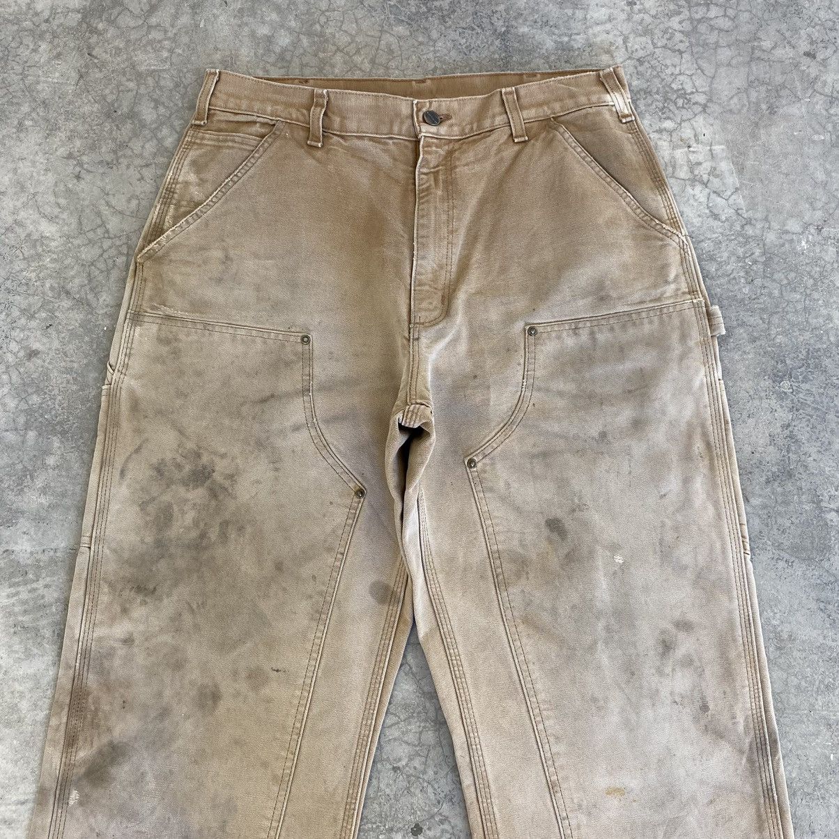 Carhartt VTG Carhartt Double Knee Faded Tan Dirty Carpenter Pants Size US 33 - 3 Thumbnail