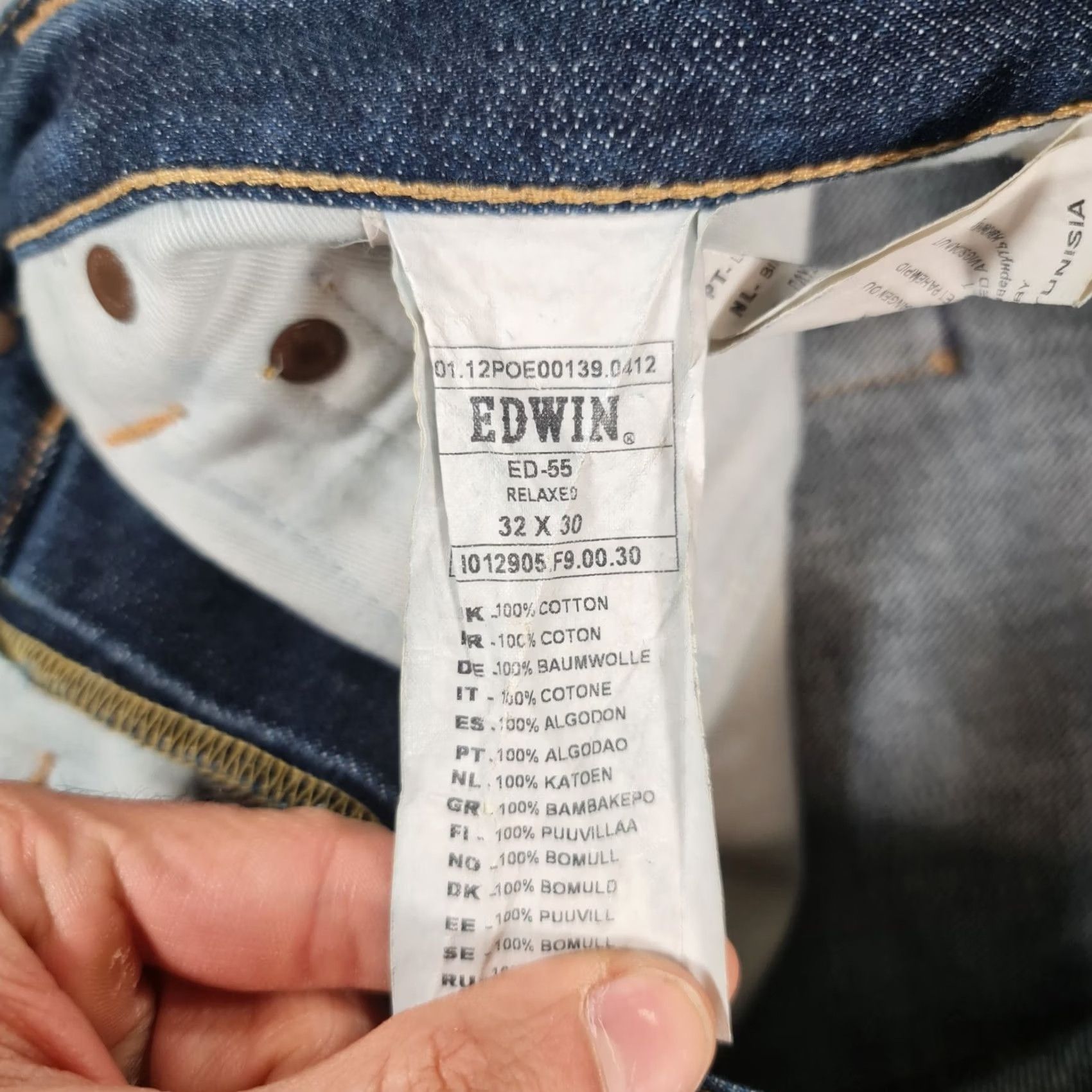Edwin Edwin ED-55 Selvedge Jeans Mens W32 L26 Blue Relaxed Tapered Denim Jeans Mens Blue Denim Selvedge 5-Pocket Mens Jeans Size US 32 / EU 48 - 6 Thumbnail