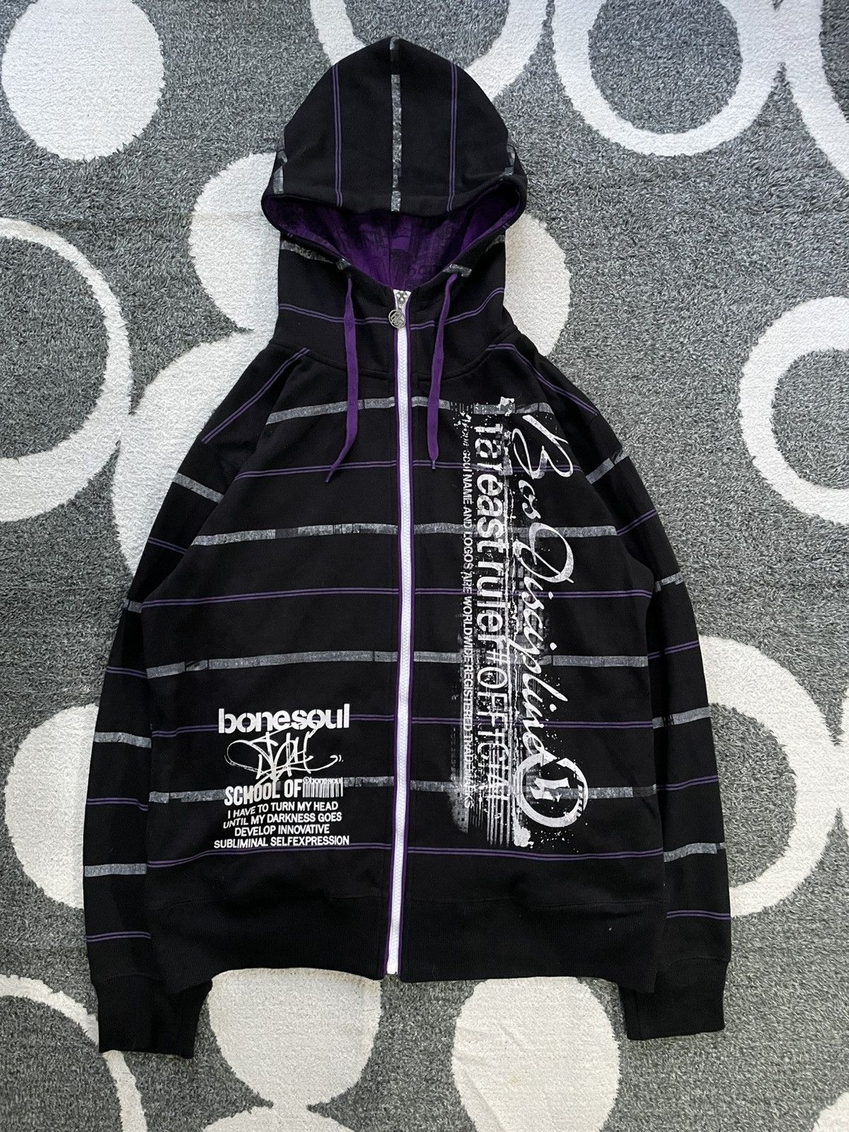 Japanese Brand B-ONE SOUL JAPAN STENCIL GRAPHIC ZIP HOODIE Size US M / EU 48-50 / 2 - 1 Thumbnail