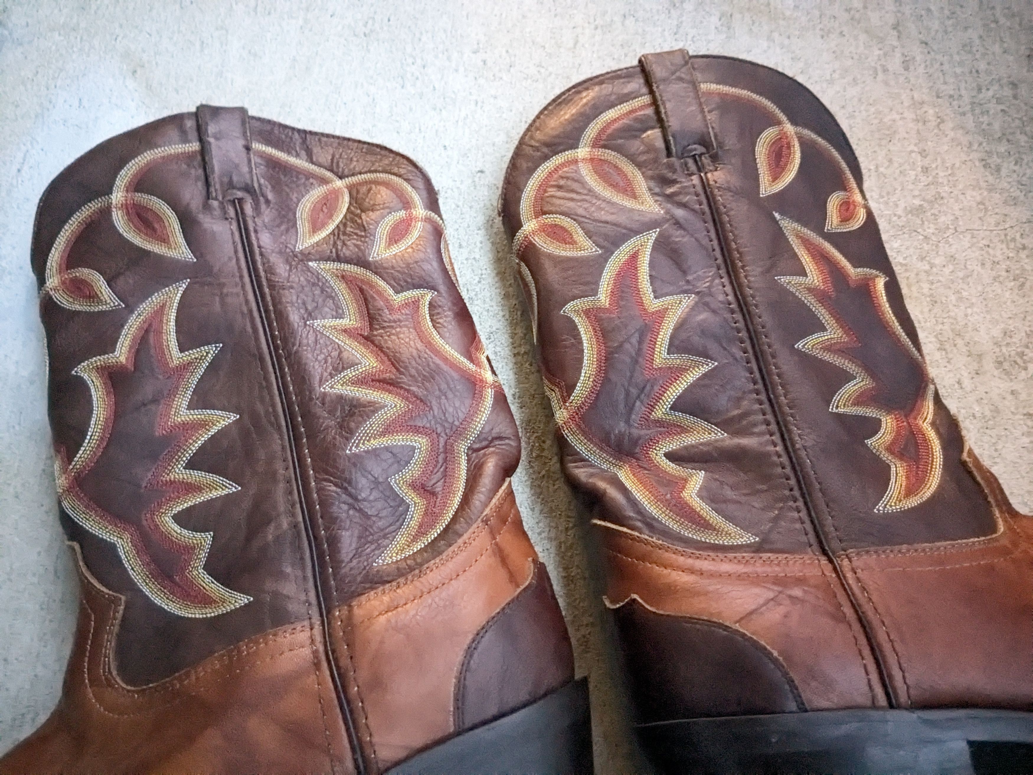 Durango × Vintage Durango Cowboy Boots Brown 10 EE Wide Leather Size US 10 / EU 43 - 6 Thumbnail
