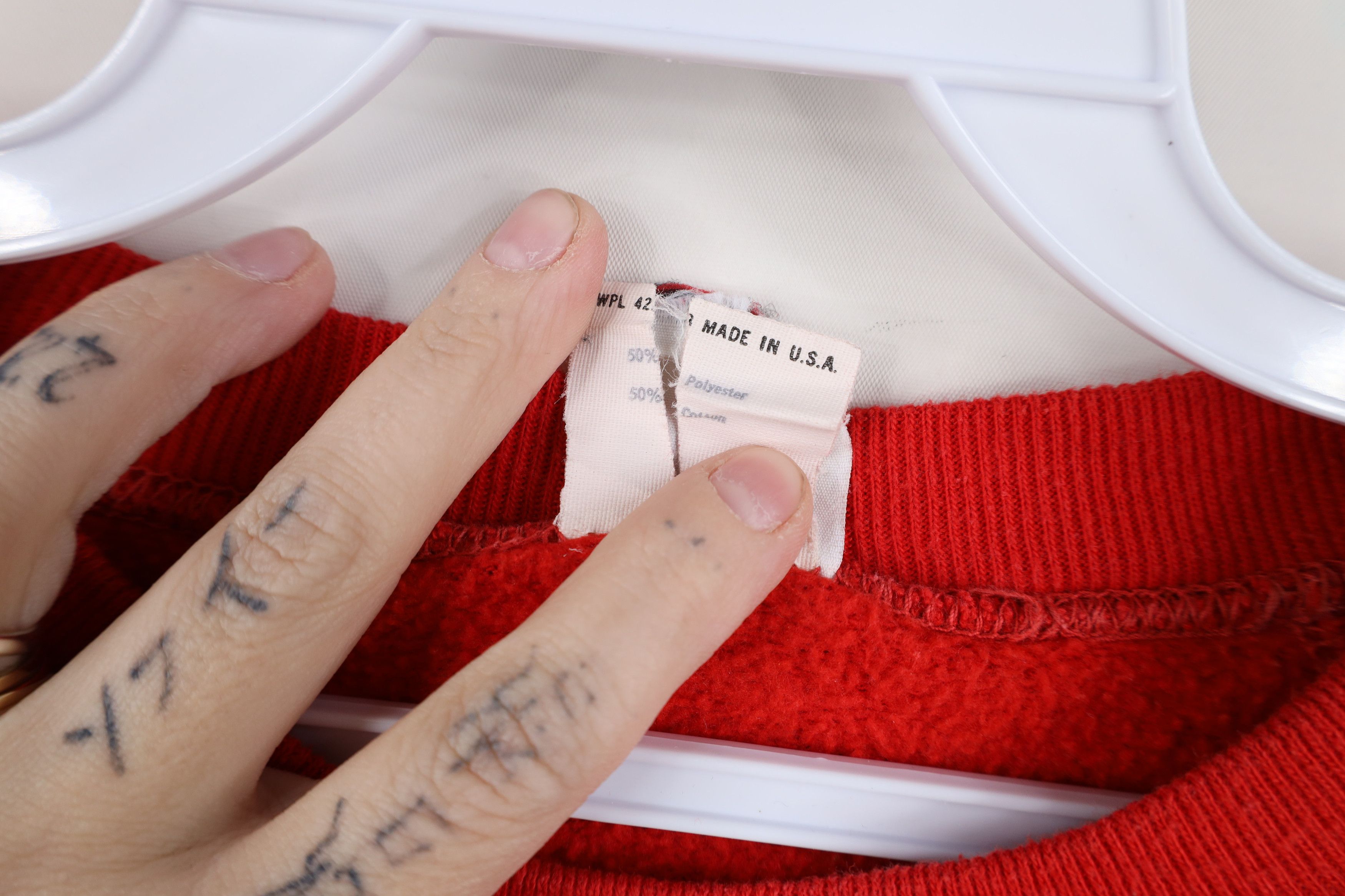 Vintage Vintage 70s Streetwear Blank Raglan Sweatshirt Red USA Size L / US 10 / IT 46 - 6 Thumbnail