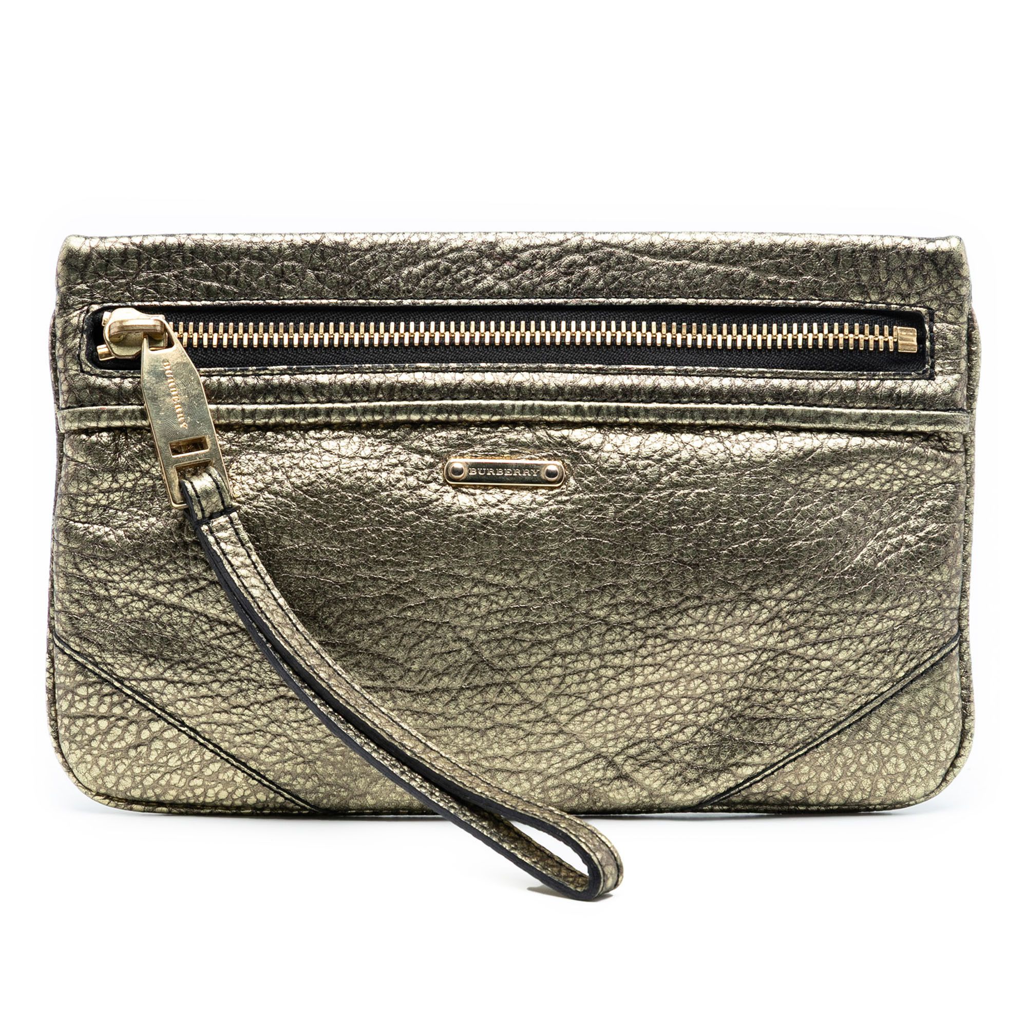 Burberry Burberry Metallic Grained Leather Wristlet Clutch Size ONE SIZE - 1 Thumbnail