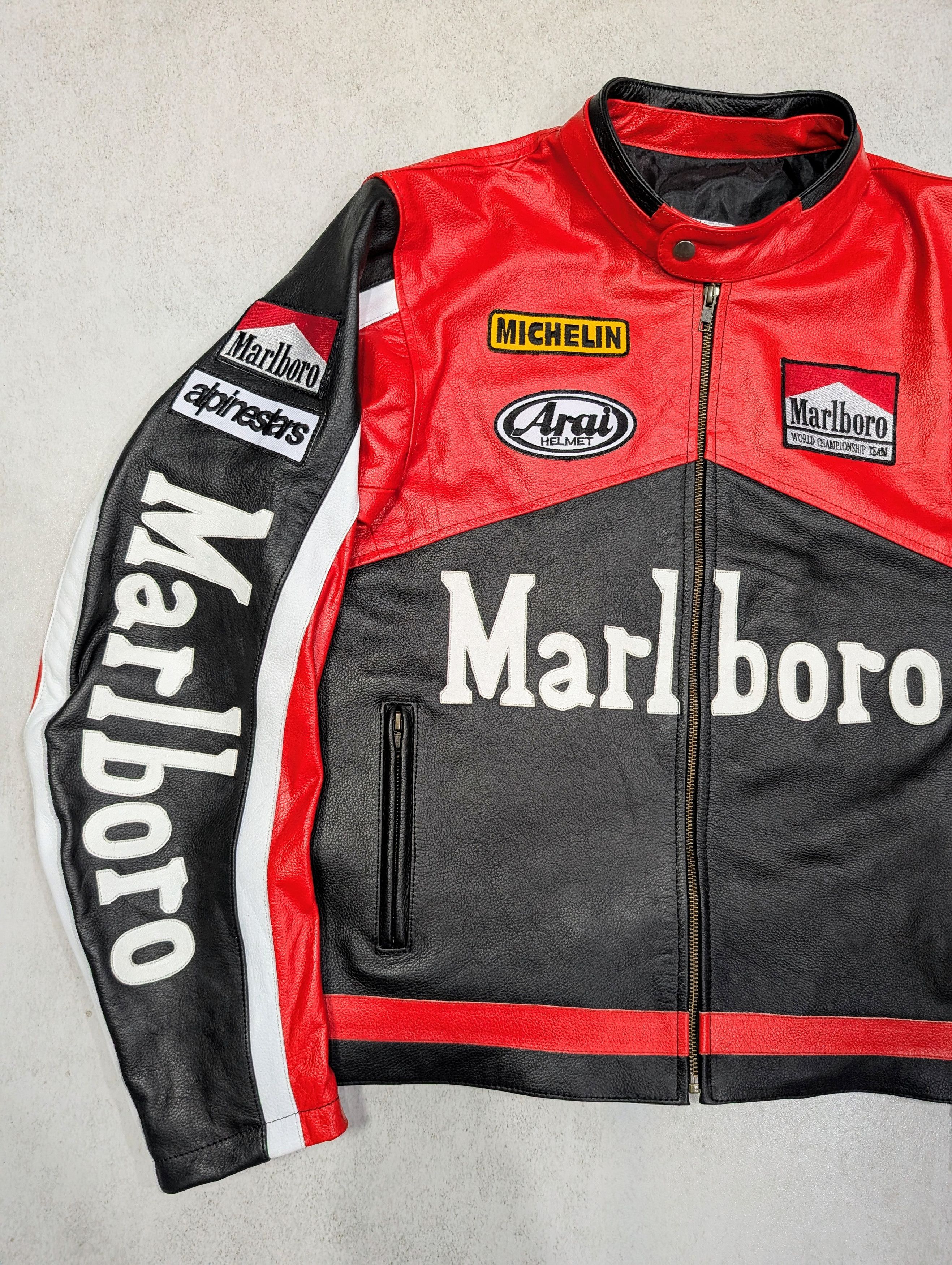 Marlboro Vintage Marlboro Leather Jacket Racing Retro 90s Streetwear Size US L / EU 52-54 / 3 - 2 Thumbnail
