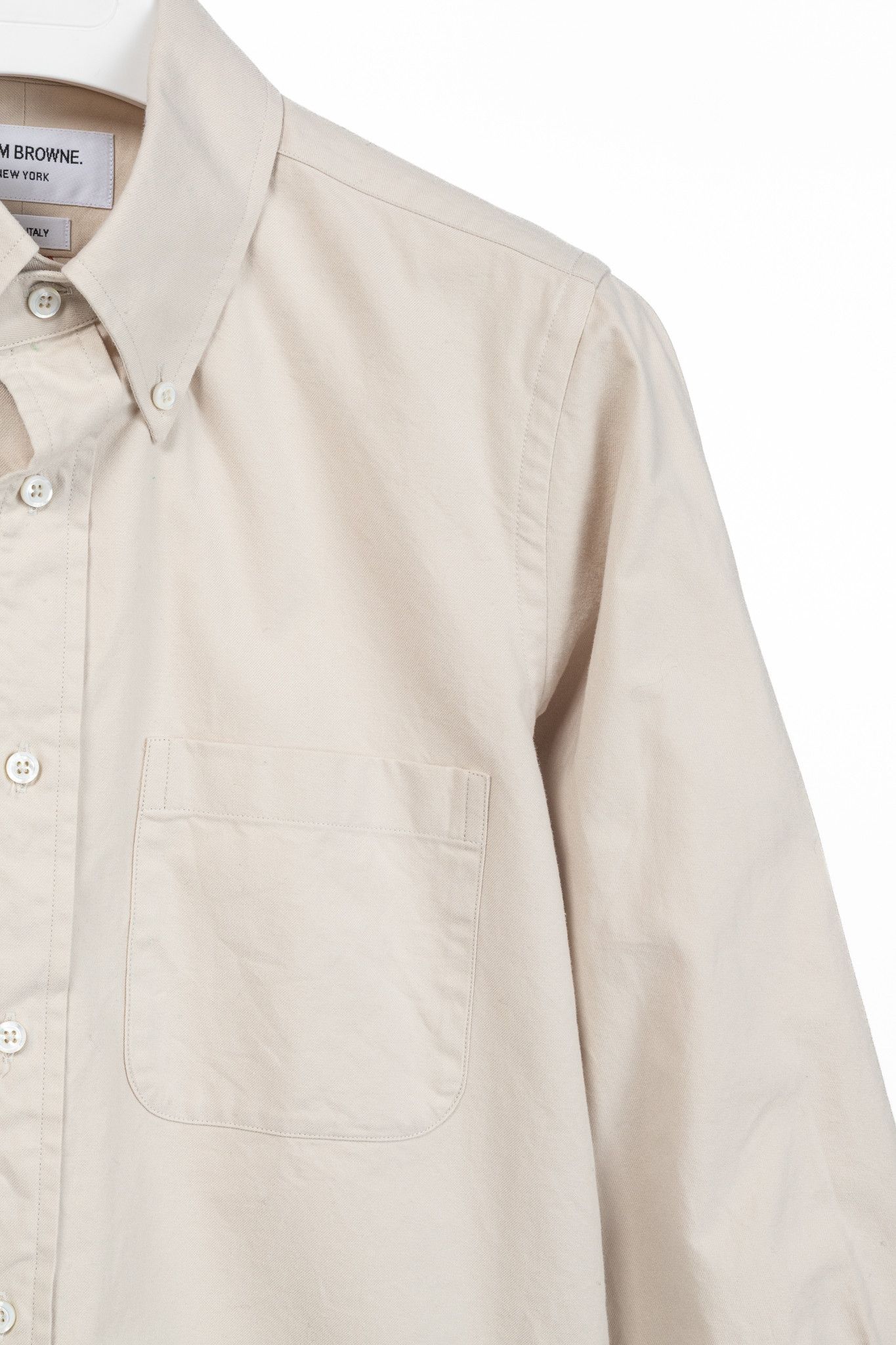 Thom Browne Thom Browne AW/23 Beige Cotton Flannel Back-Stripe Shirt Size US S / EU 44-46 / 1 - 5 Thumbnail
