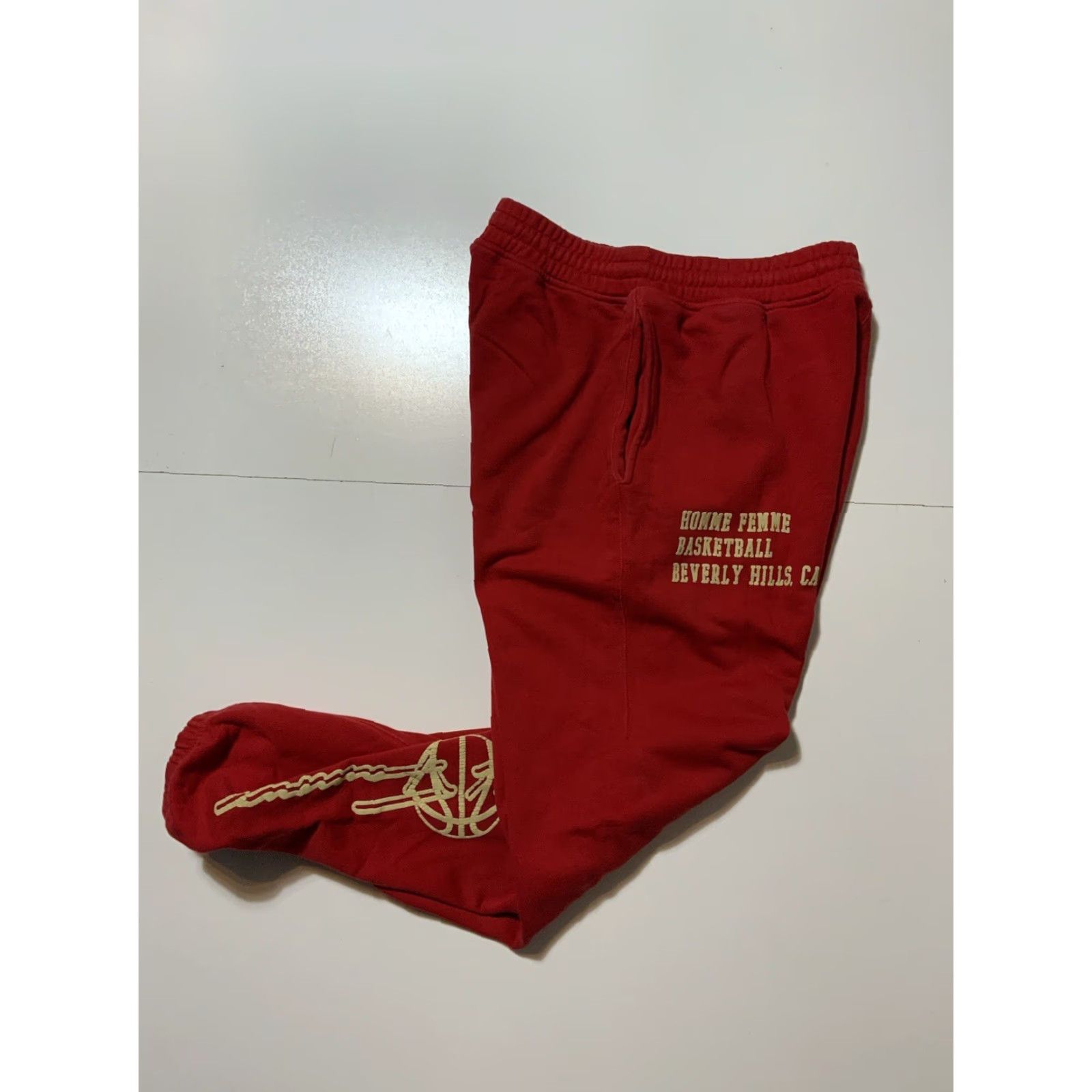 Vintage Homme + Femme Beverly Hills Basketball Red Heavyweight Jogger Sweatpants XL Mens Size US 36 / EU 52 - 4 Thumbnail