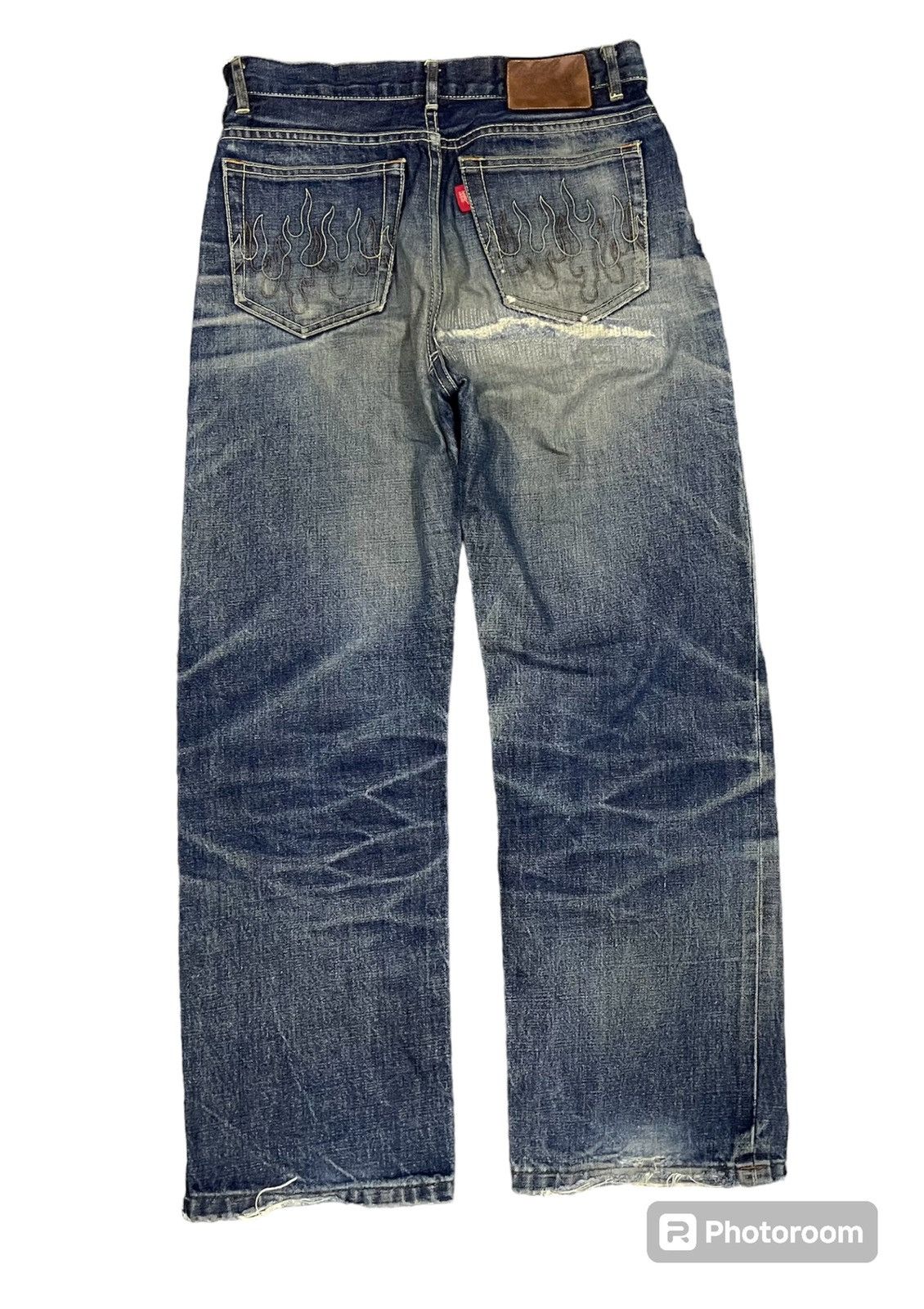 Beauty Beast 90s DRAGON JEANS FLAME POCKET SALVEDGE DISTRESSED Size US 28 / EU 44 - 3 Thumbnail