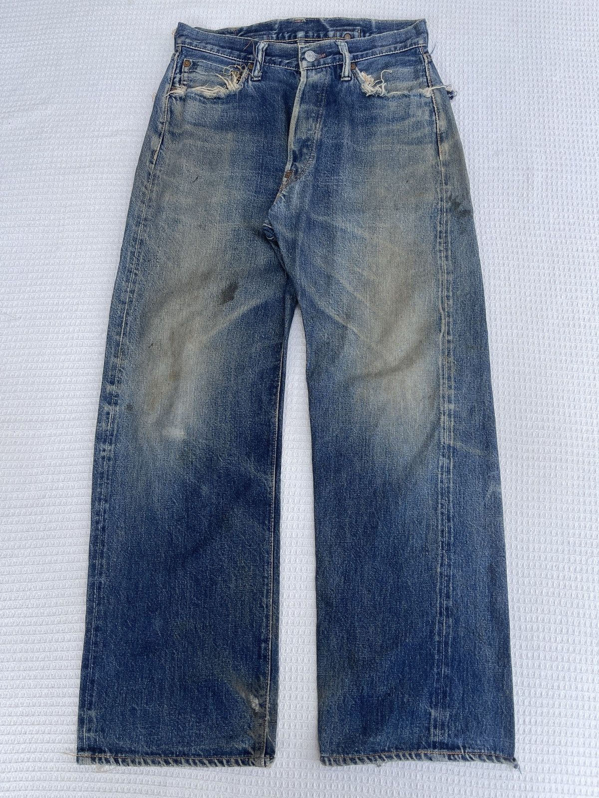 Denime Rare🔥Vintage DENIME Japan Slevedge Distressed Jeans Size US 30 / EU 46 - 3 Thumbnail