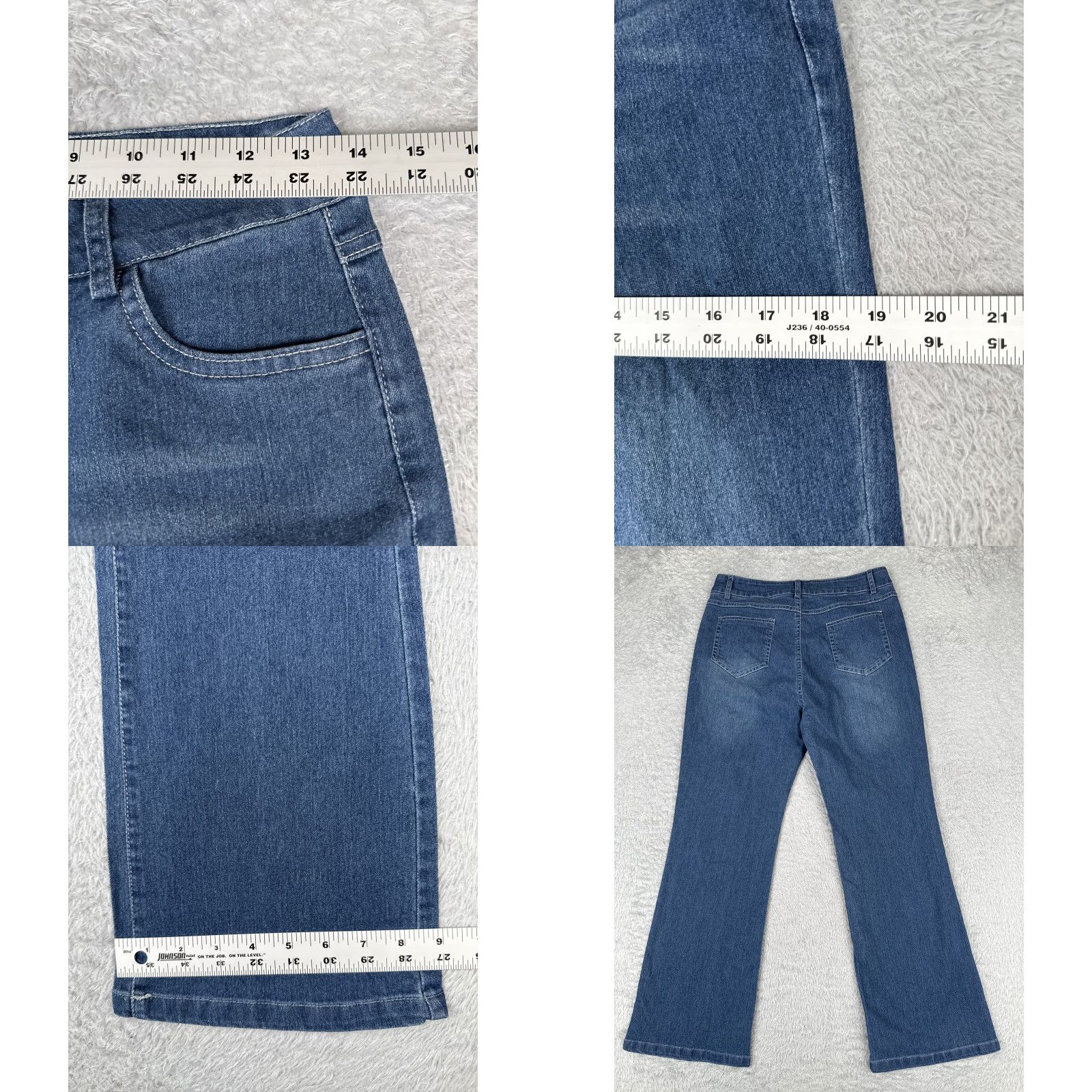 Vintage Denim Jeans Womens 9 28x27 Blue Flare Stretch Medium Wash High Rise Classic Size 30" / US 8 / IT 44 - 9 Thumbnail