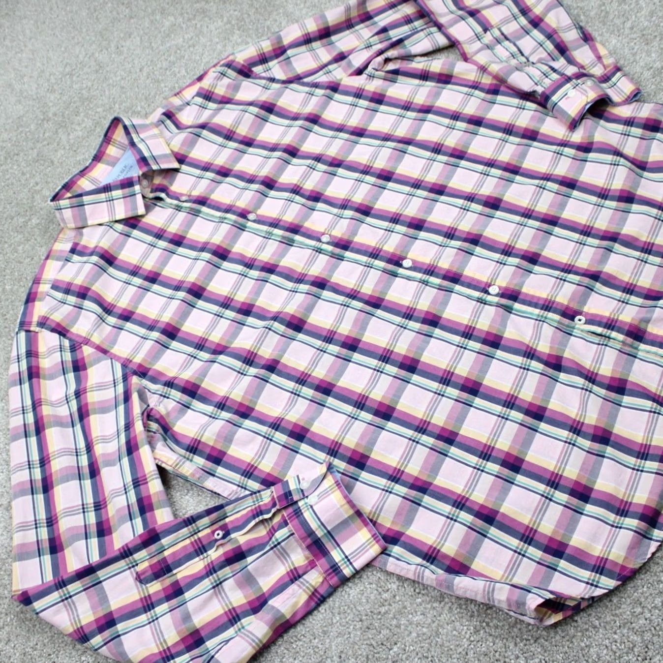 Banana Republic Banana Republic shirt Mens 2XL Luxe Stretch Poplin Camden Regular Button-Up Blue Purple Check Long Sleeve Casual Formal Workwear 2XL Mens Size US XXL / EU 58 / 5 - 7 Thumbnail