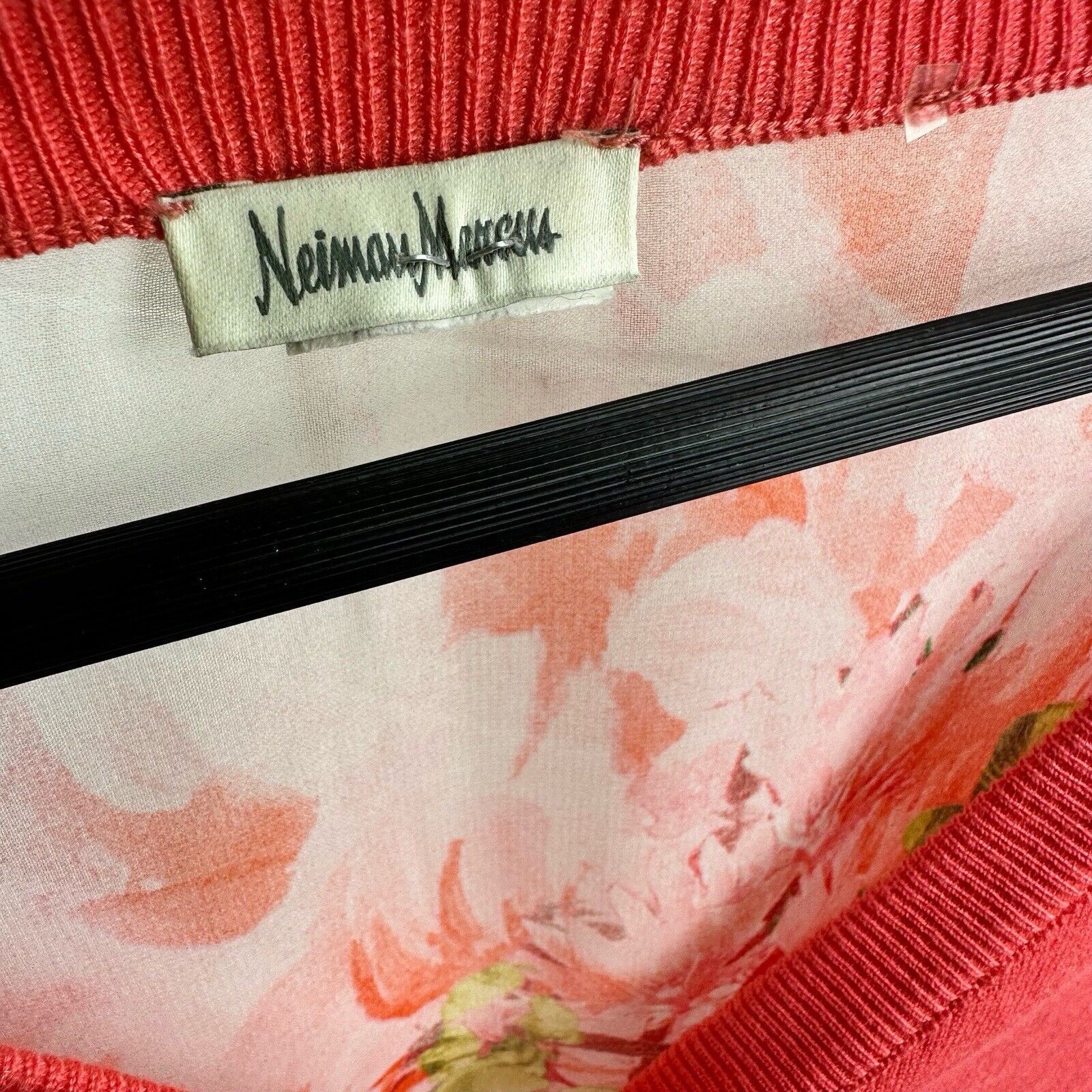 Neiman Marcus Neiman Marcus Coral V-Neck Knit Chiffon Cardigan Sweater S Size S / US 4 / IT 40 - 6 Thumbnail